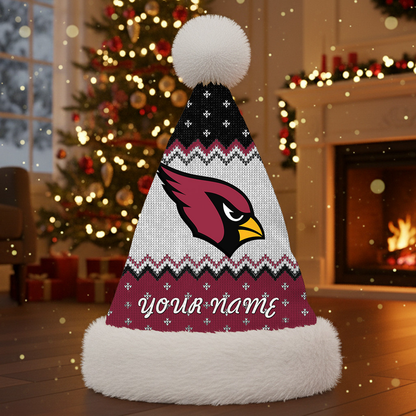 ARI x NFL Personalized Santa Hat Christmas DATND TANTD