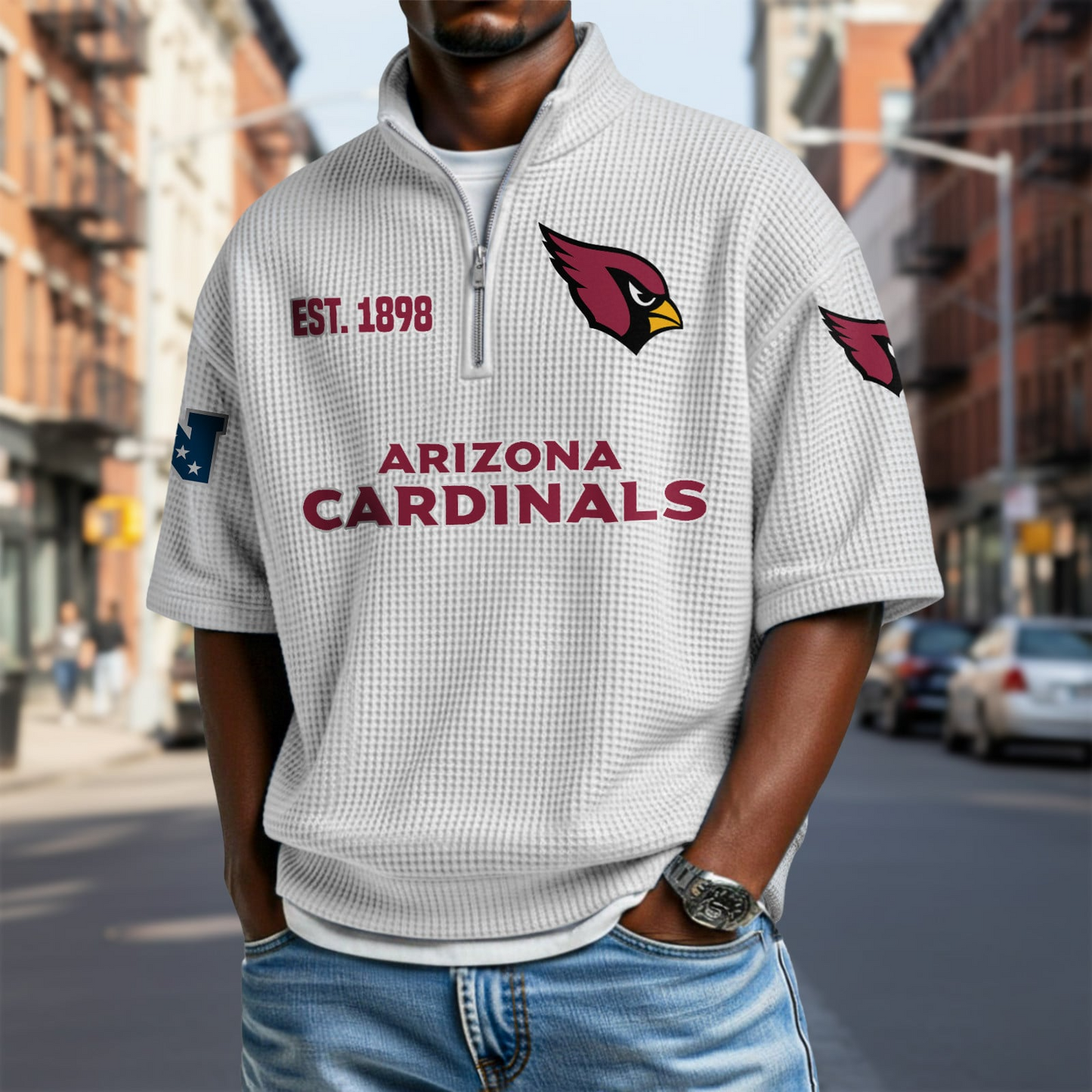 ARI x NFL Waffle Short Sleeve Polo Shirt DatND DVT