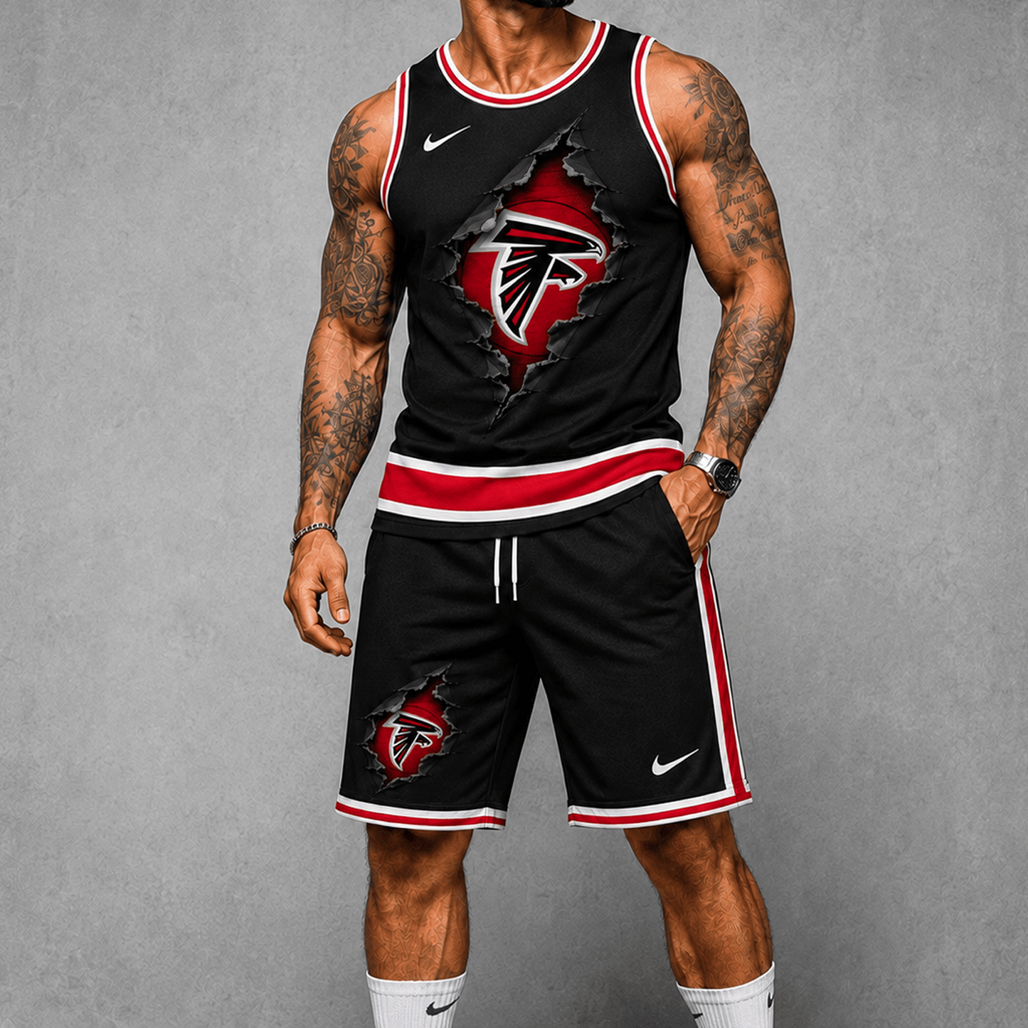 ATL Premium NFL Game Day Football Fan Tank Top and Shorts Set 1706