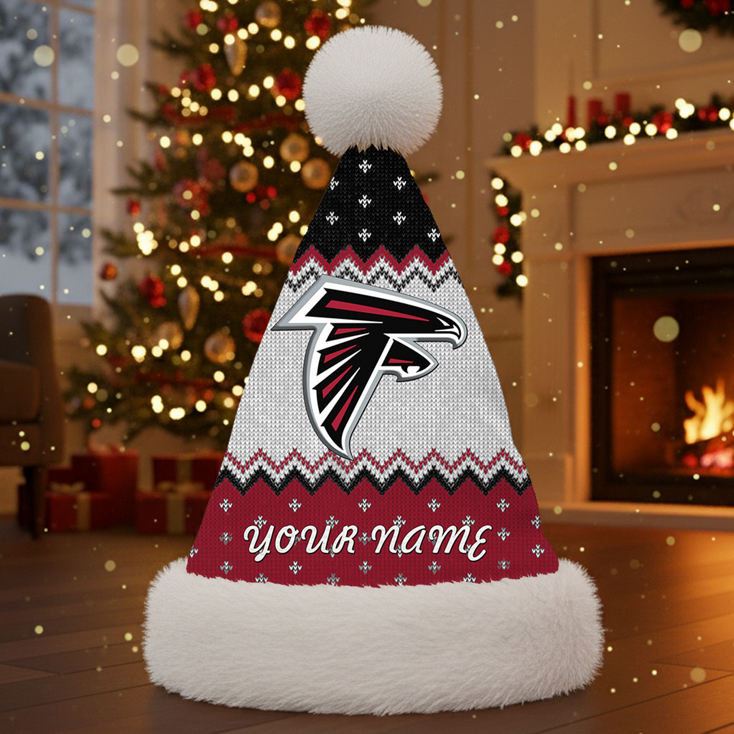 ATL x NFL Personalized Santa Hat Christmas DATND TANTD