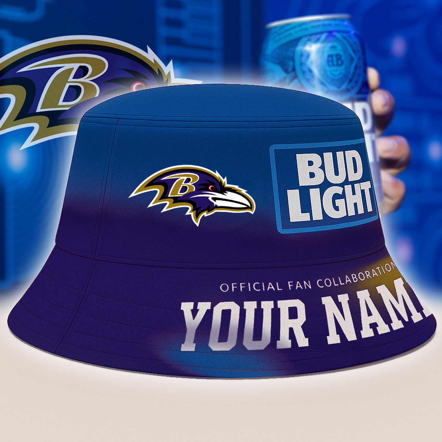 BAL x NFL Bud Light Personalized Bucket Hat DATND TANTD