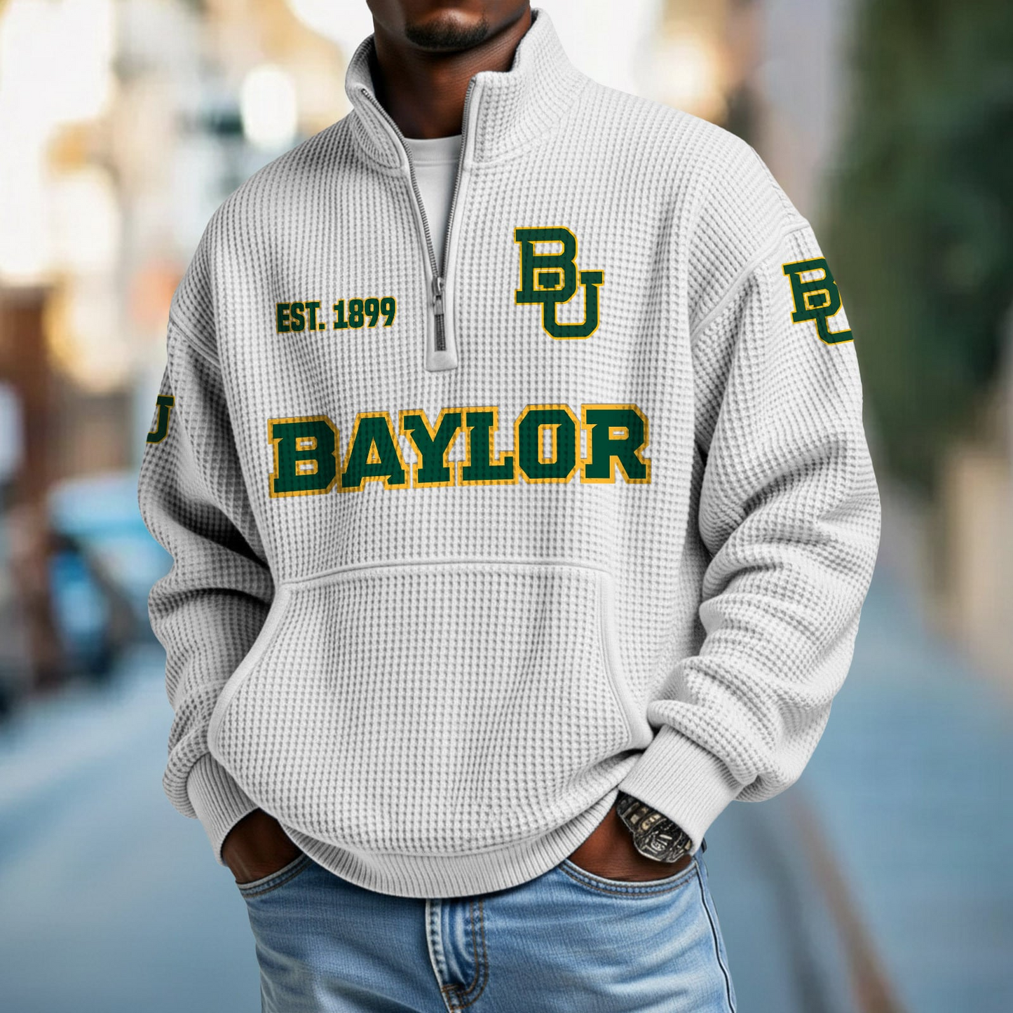 BAY x College Football - Waffle Stand Collar Half Zip Sweatshirt DatND DVT