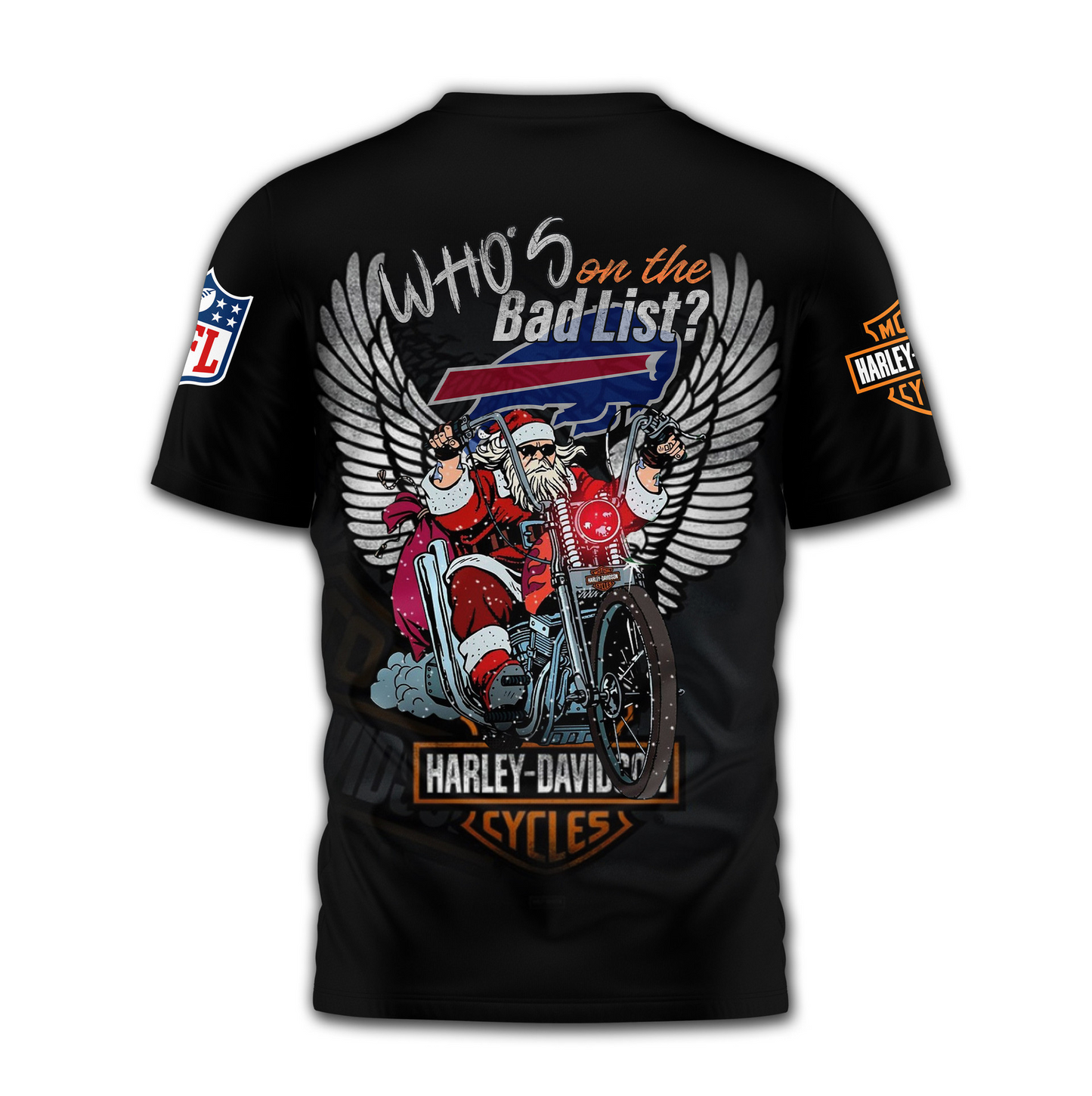 BB Premium NFL Harley-Davidson Santa Claus 3D Shirt DDT NTL