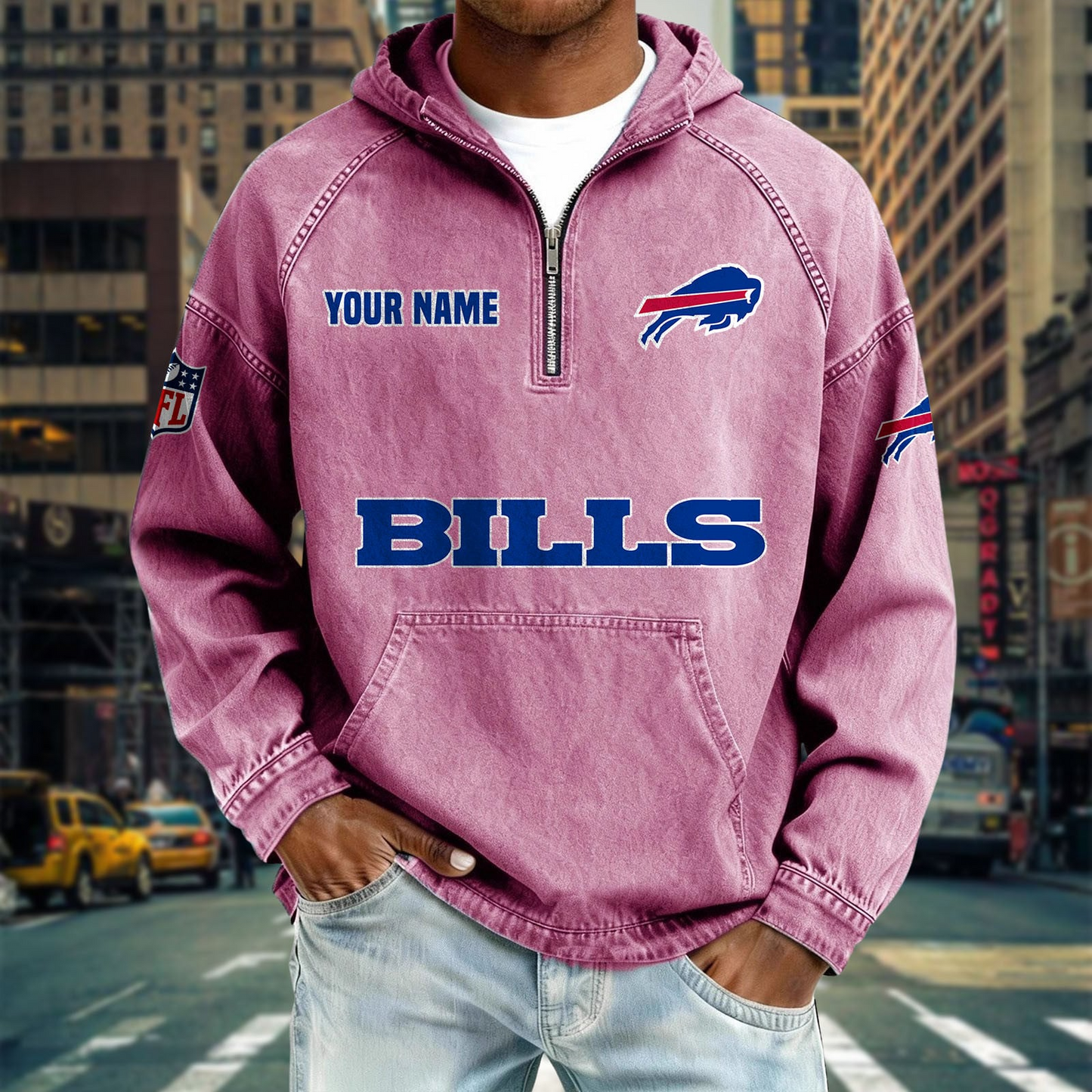 BB x NFL Denim Long - Sleeved Hooded Sweatshirt DDT NTL