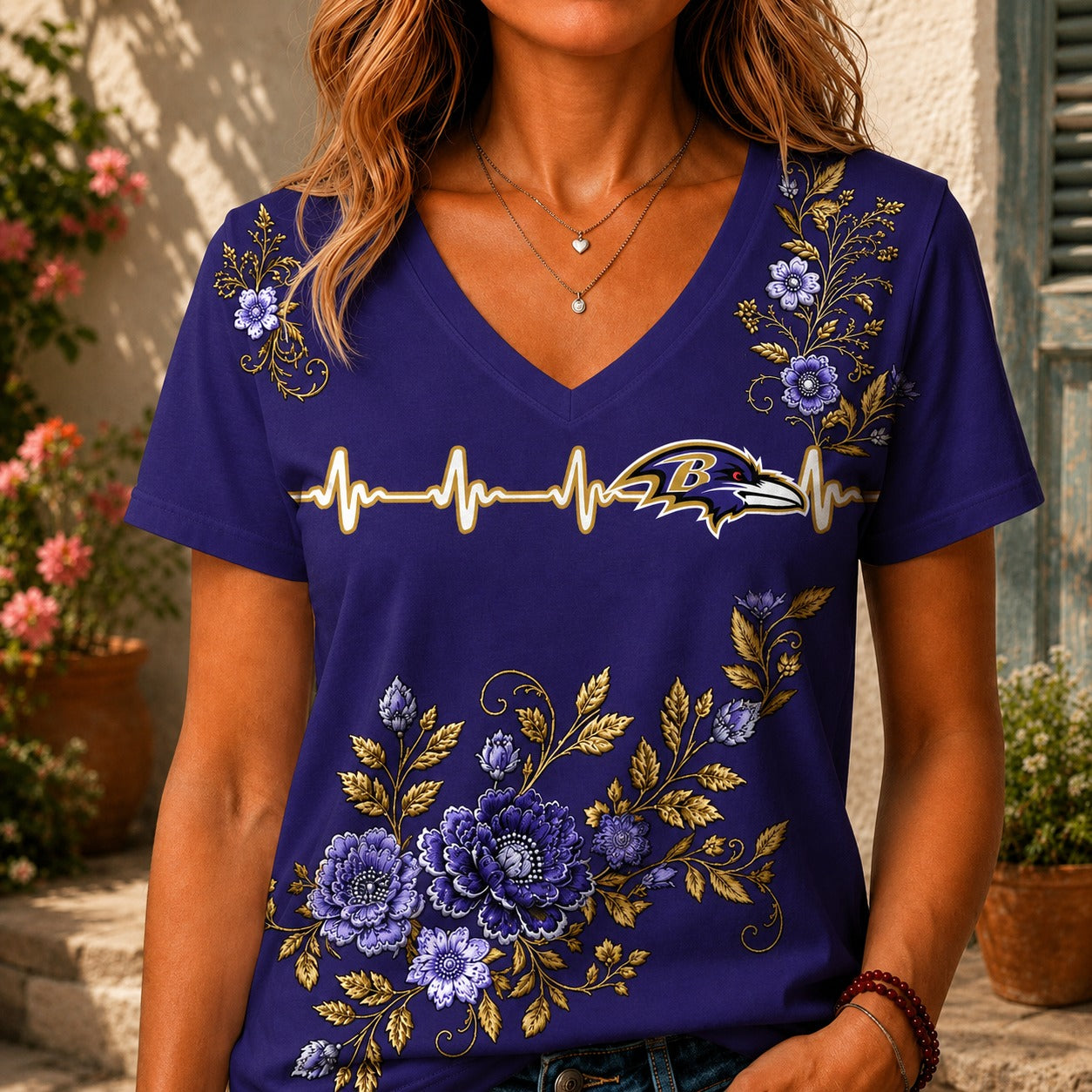 BR x NFL Luxury Women V-Neck Shirt