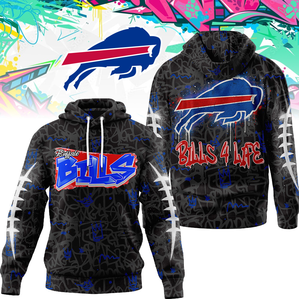 BUF Premium NFL Special Graffiti My Team 4 Life Hoodie DatND DVT
