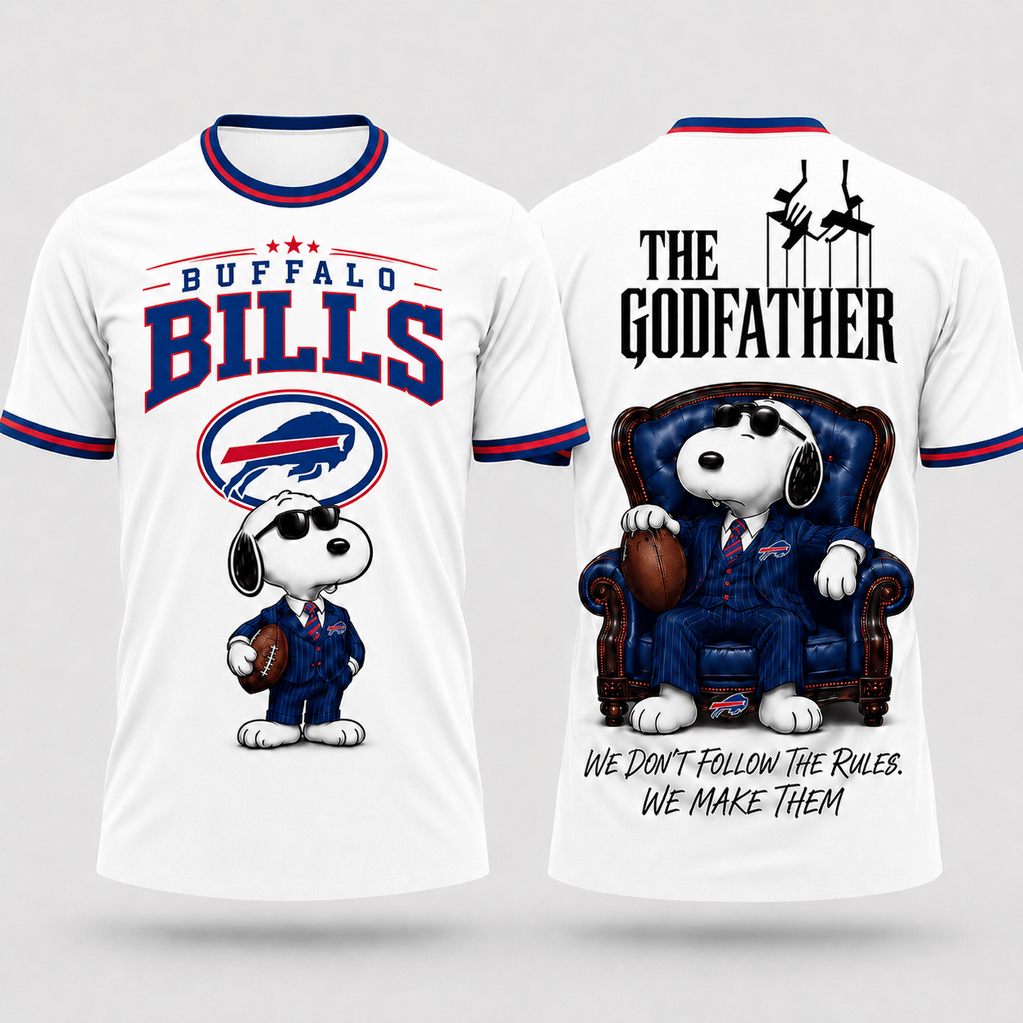 BUF x NFL Premium Funny Football Snoopy The Godfather Rule Maker Game Day 3D Shirt 0307
