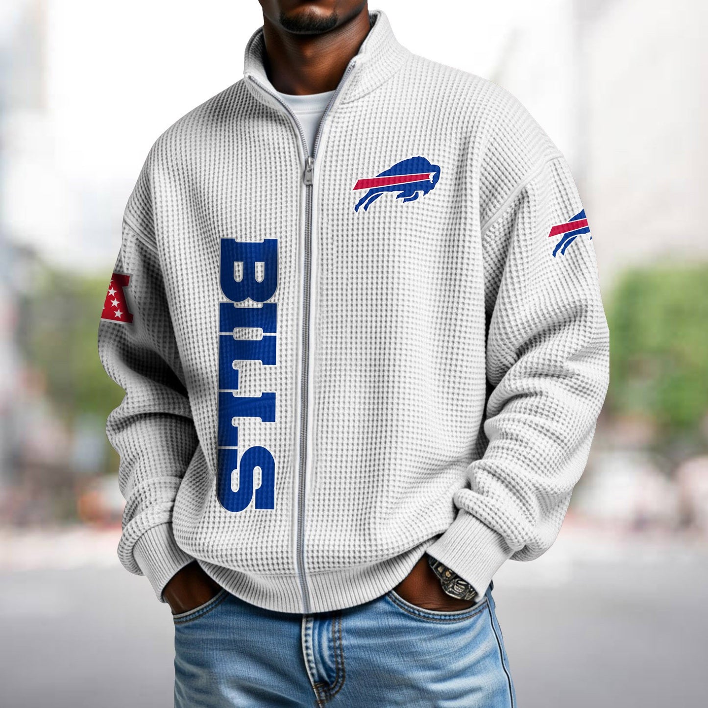 BUF x NFL Waffle Zip-Up Sweatshirt DATND TANTD
