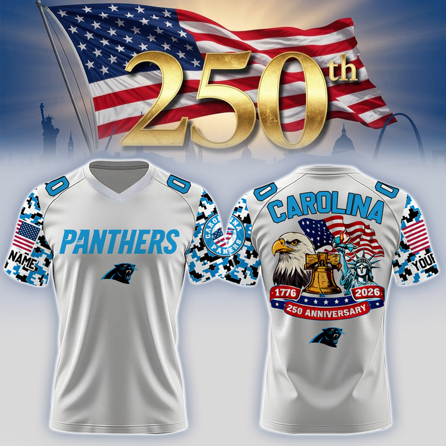 CAR x 250th Years USA Anniversary-V-neck Short Sleeve Jersey DATND TANTD