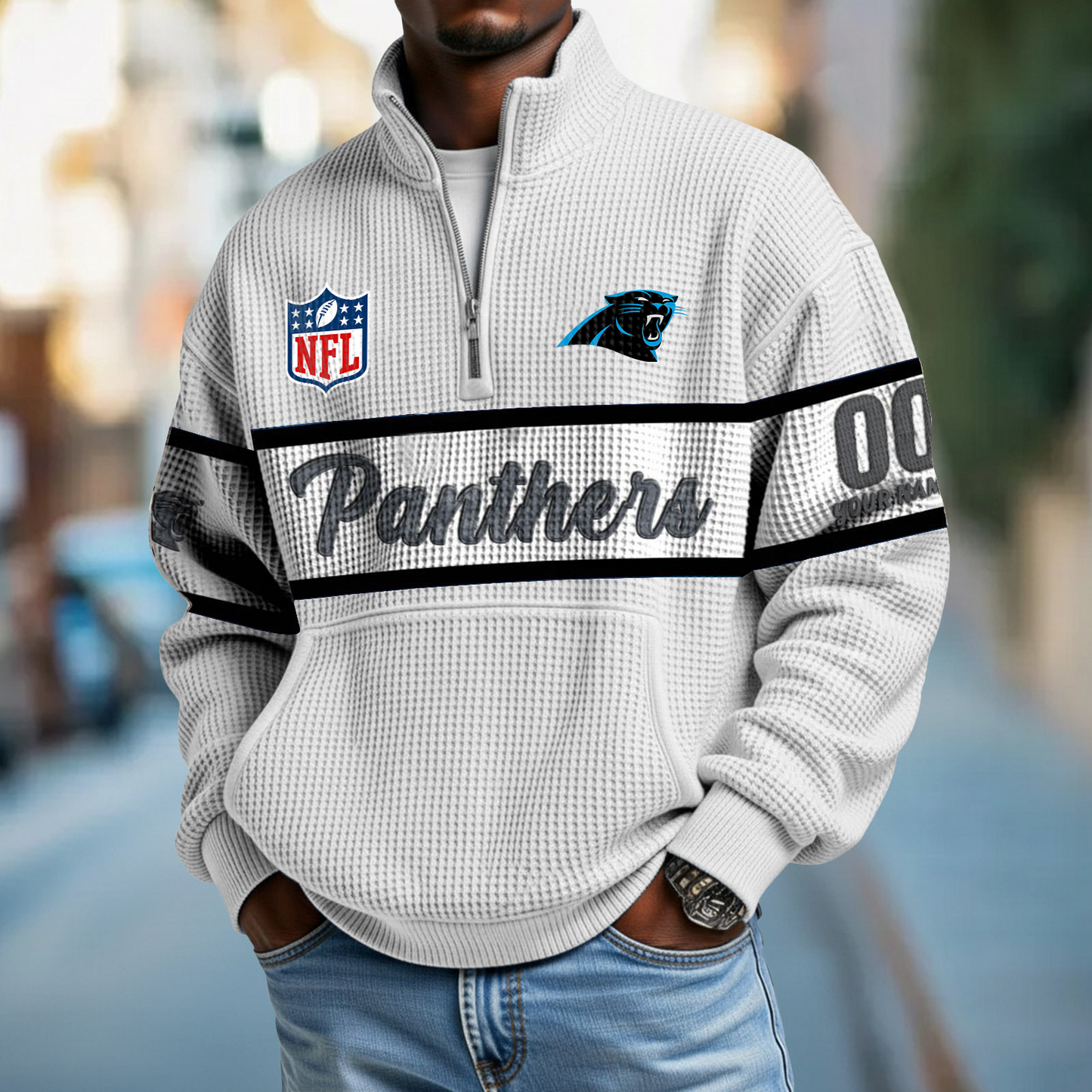 CAR x NFL Quarter-Zip Waffle Pullover DATND TANTD