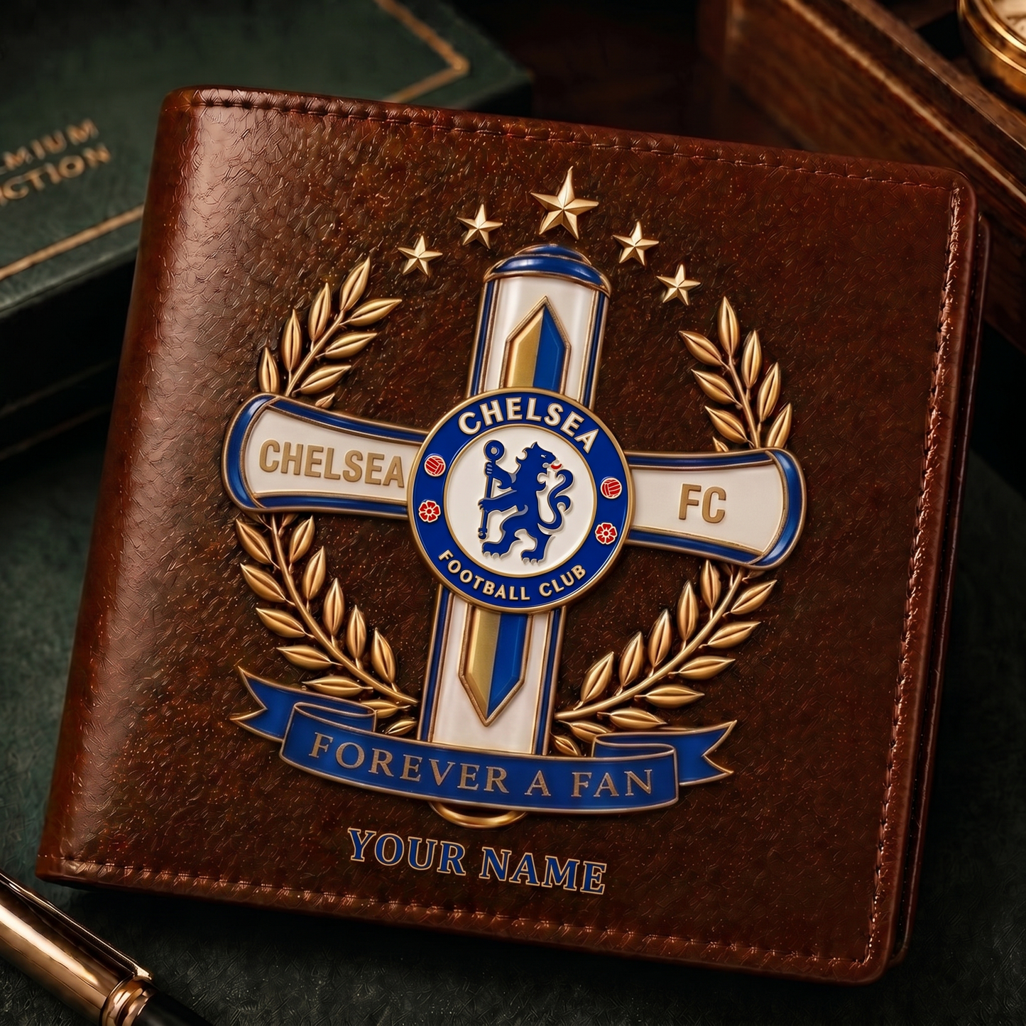 CHE x EPL Cross Men Leather Wallet Custom Any Name Gifts 230626