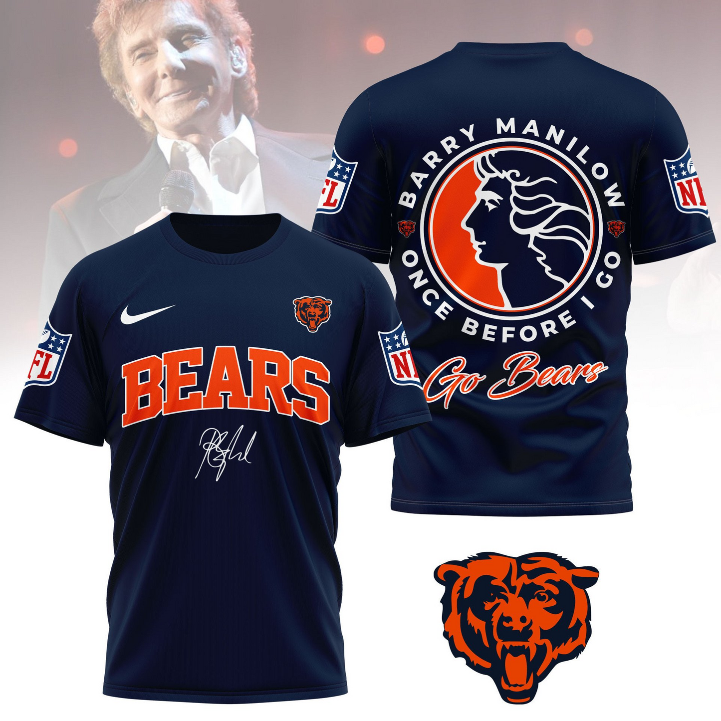 CHI Premium NFL Barry Manilow Fan Shirt DDT CTND