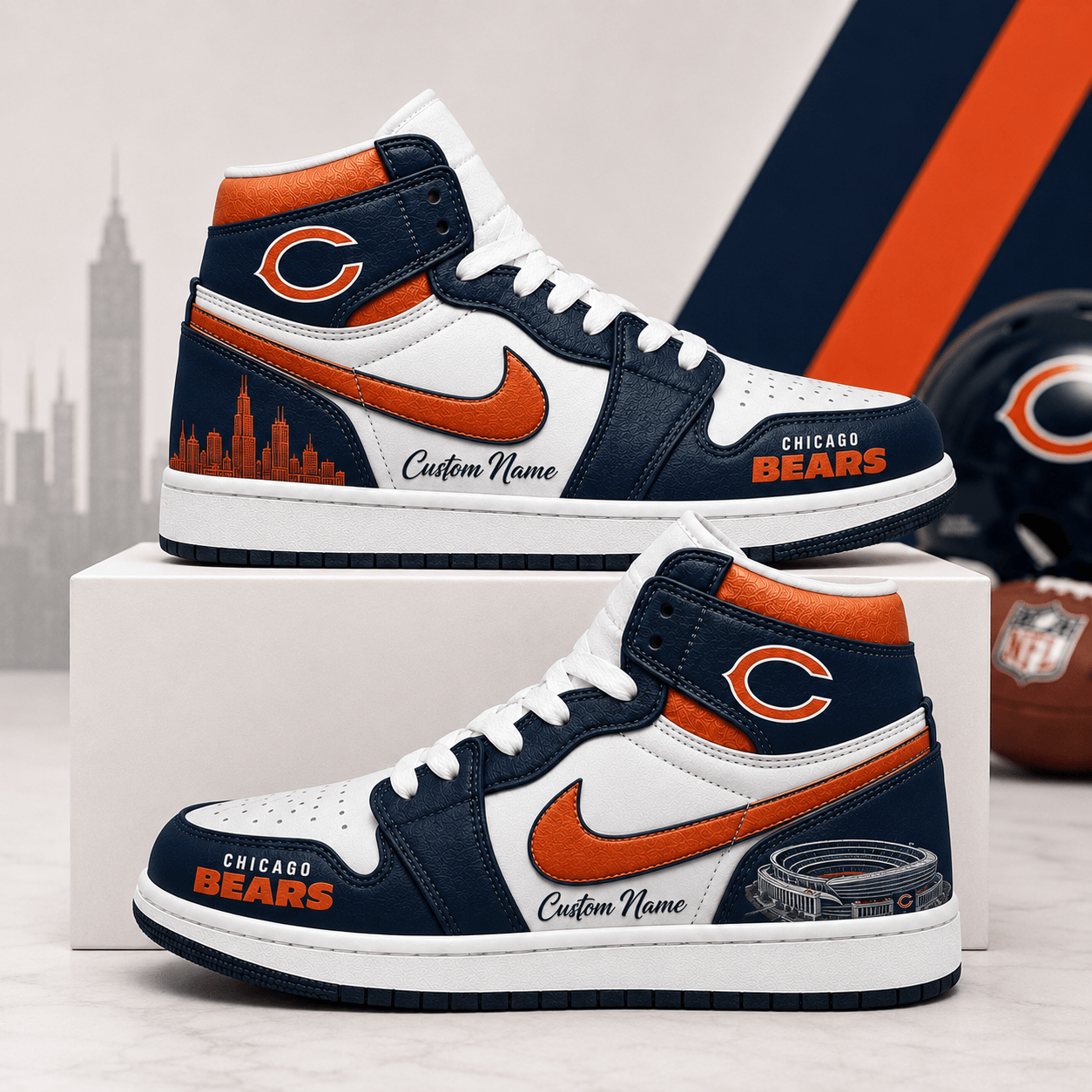 CHI x NFL Luxury Air Jordan 1 Sneakers 230626