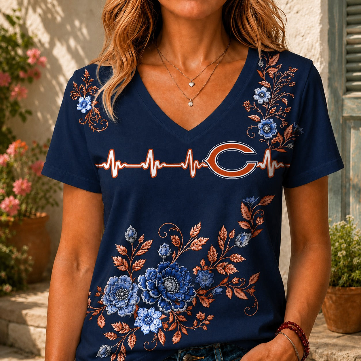 CHI x NFL Luxury Women V-Neck Shirt