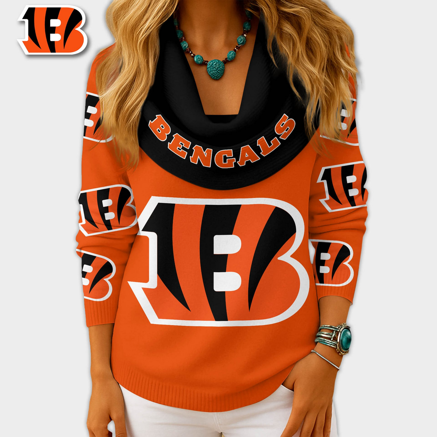 CIN Premium NFL Fan Cowl Neck Sweater 3D Shirt DDT NTL