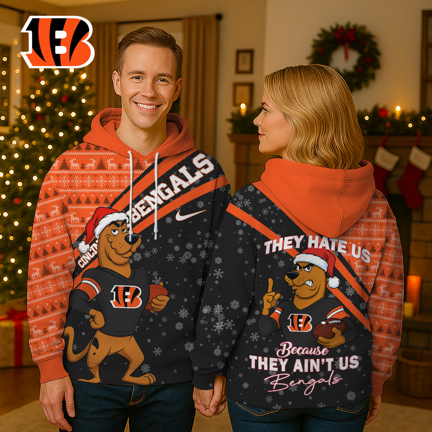 CIN Premium NFL Funny Christmas Scooby Doo 3D Hoodie DDT CTND