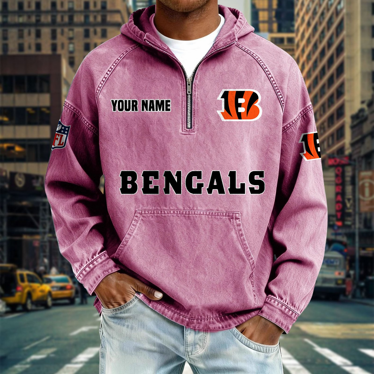 CIN x NFL Denim Long - Sleeved Hooded Sweatshirt DDT NTL