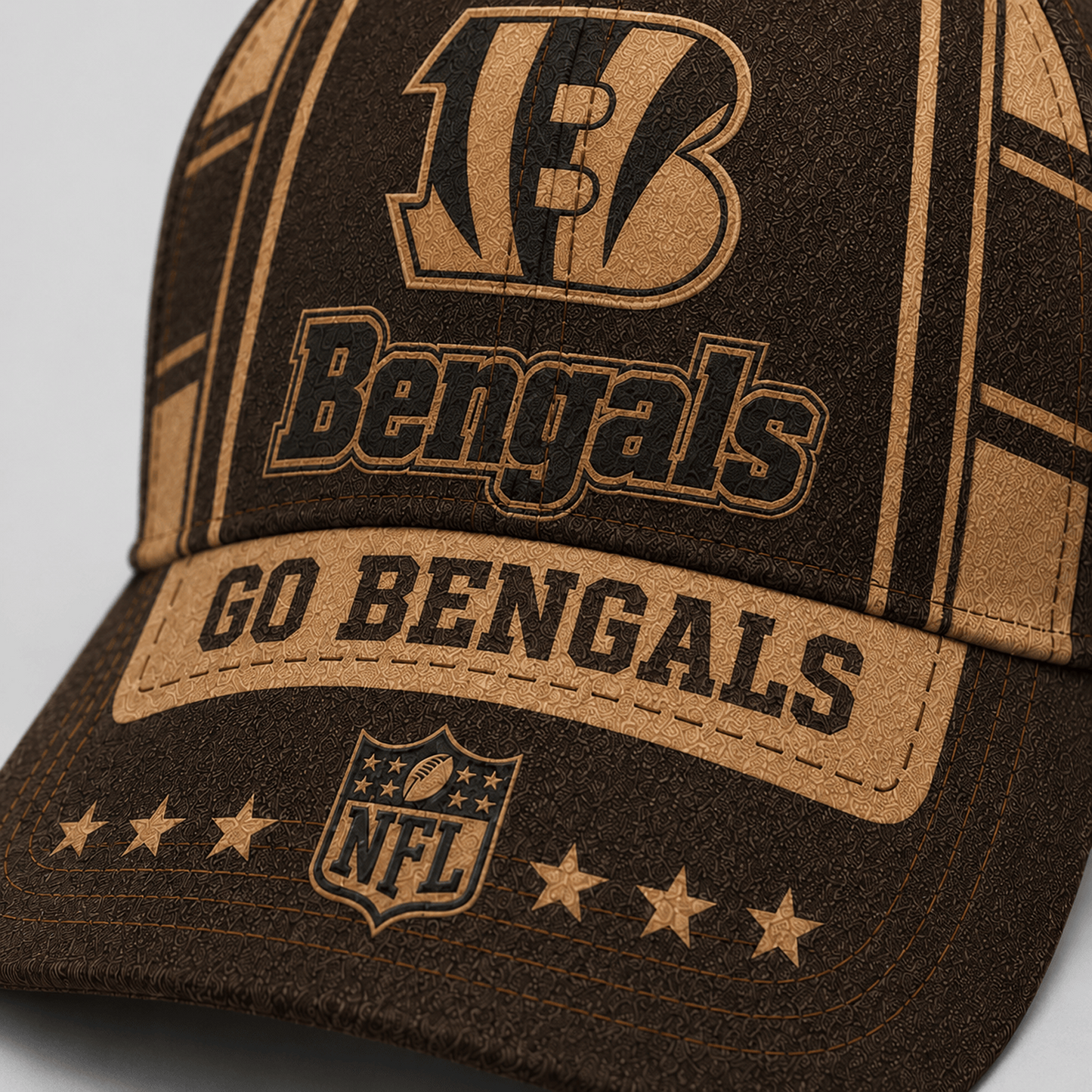 CIN x NFL Premium Vintage Leather Personalized Cap for Loyal Fans