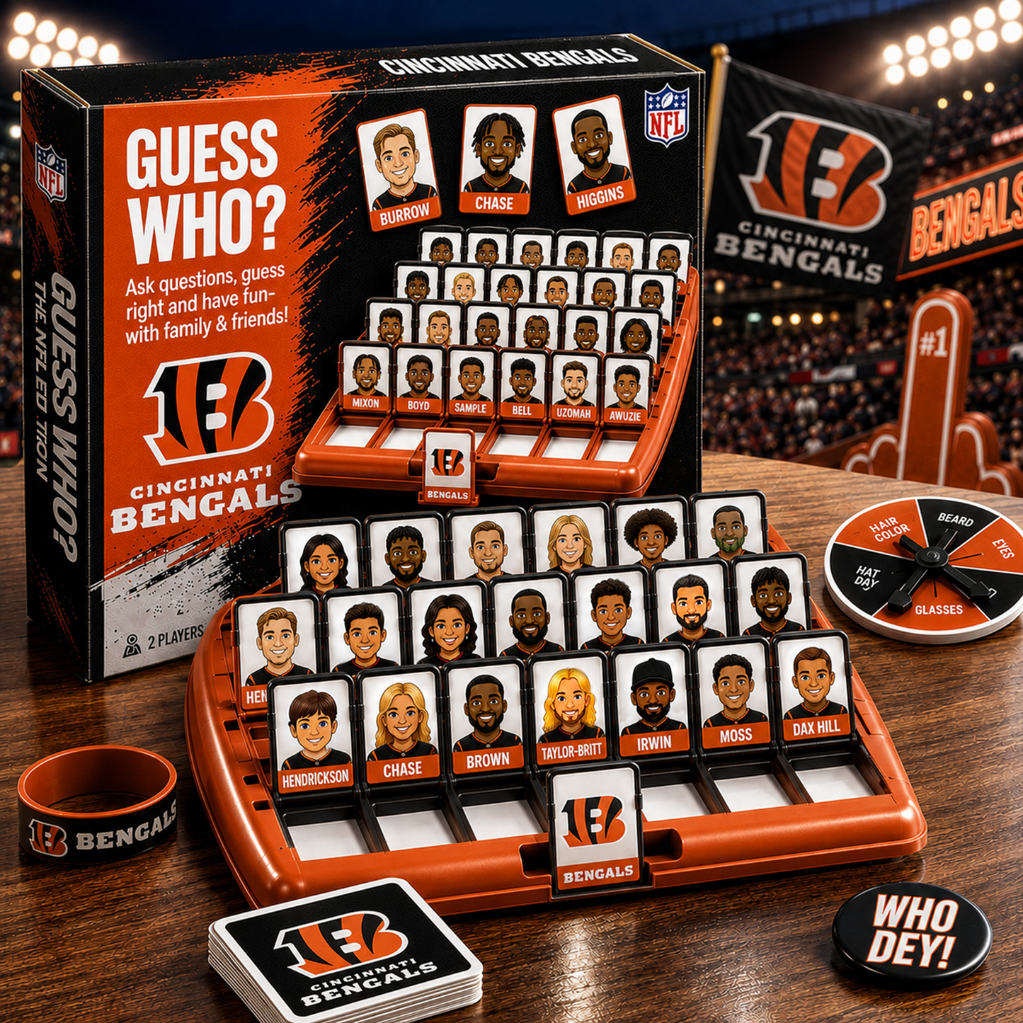 CIN_NFL ELITE FAN GUESS WHO BOARD GAME – COLLECTOR EDITION