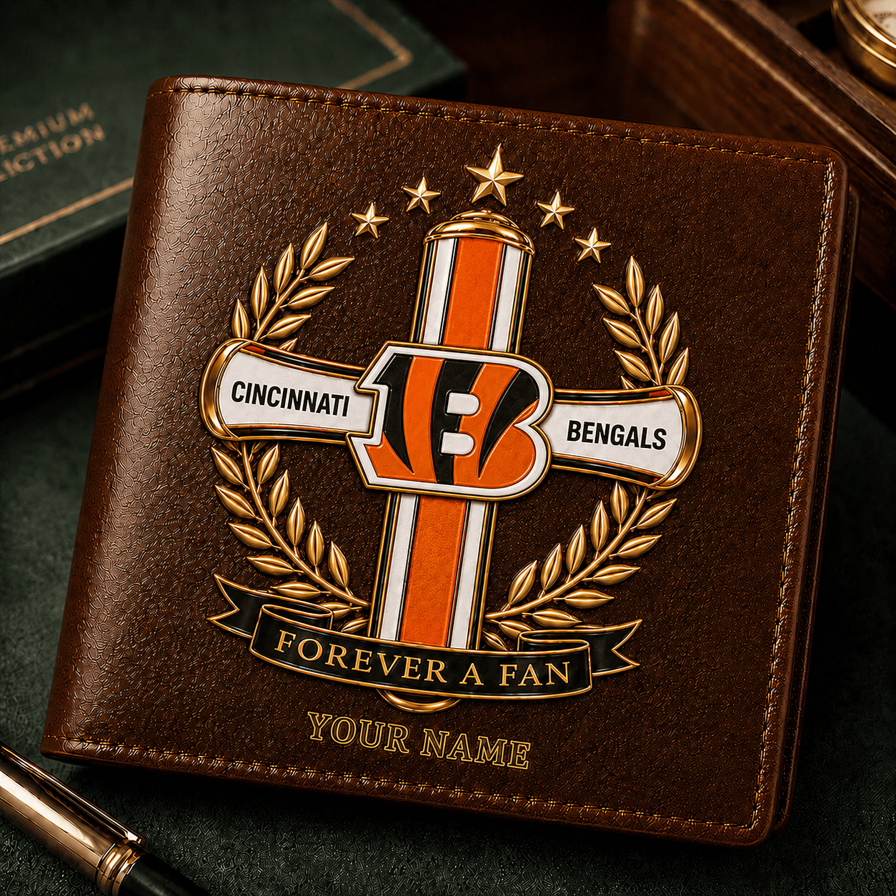 CINx NFL Cross Men Leather Wallet Custom Any Name Gifts 220626
