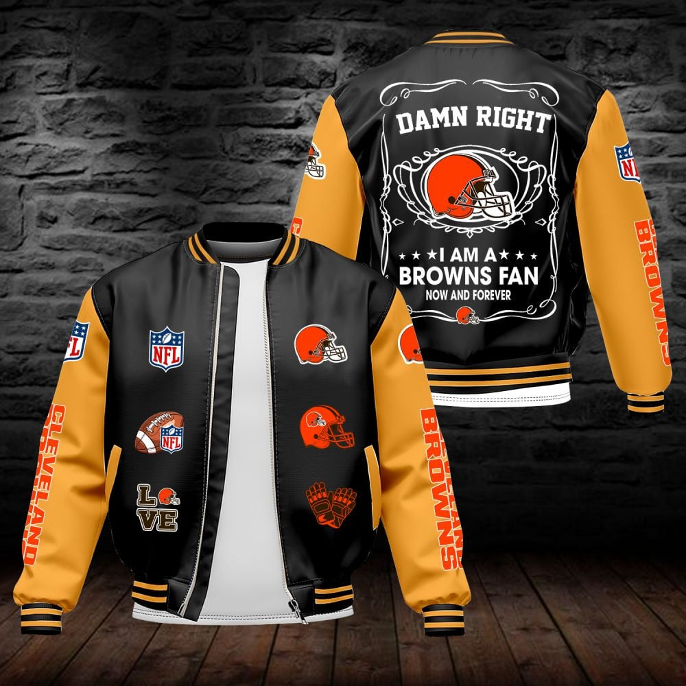 CLE NFL Premium Leather Bomber Jacket DDT HLPHUONG