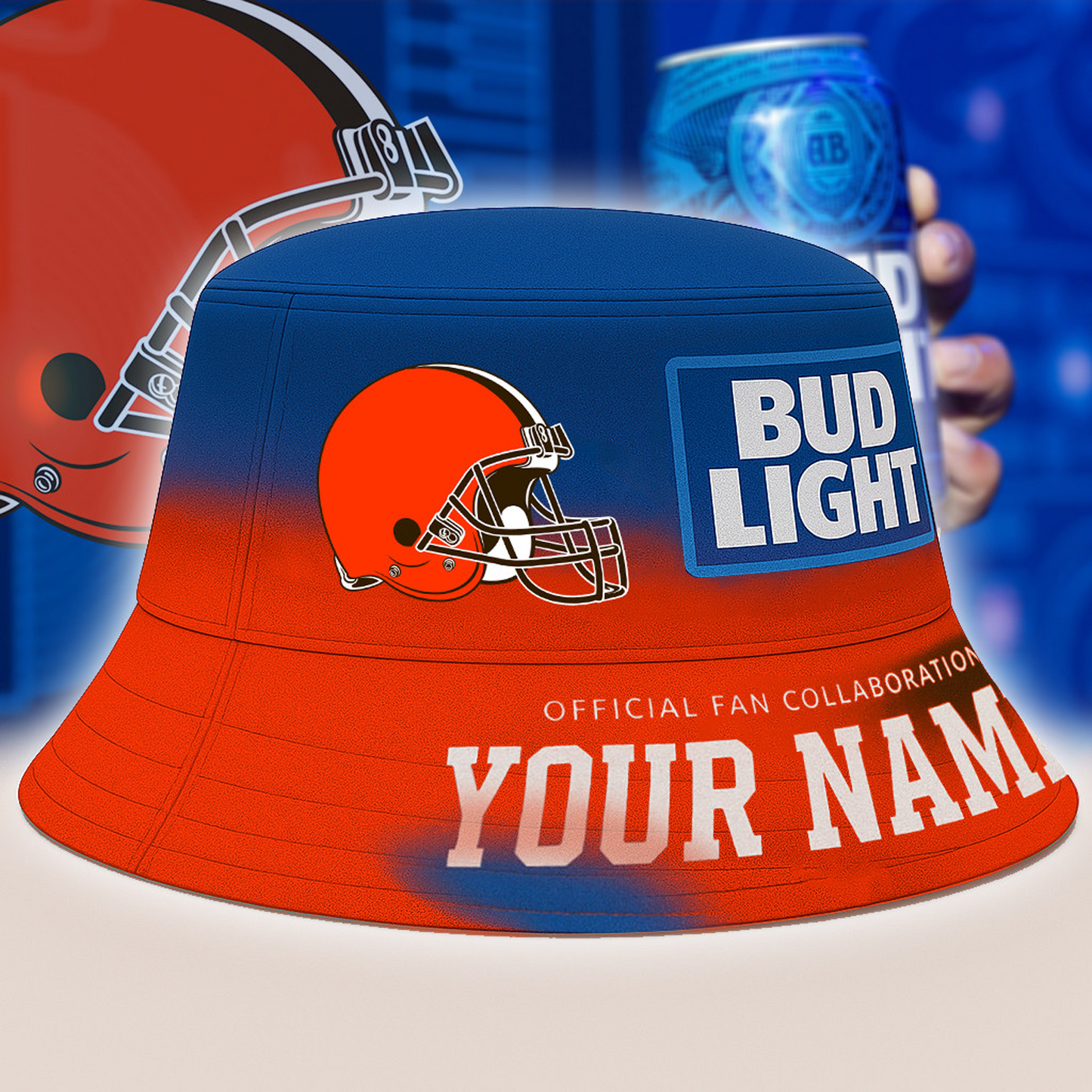 CLE x NFL Bud Light Personalized Bucket Hat DATND TANTD