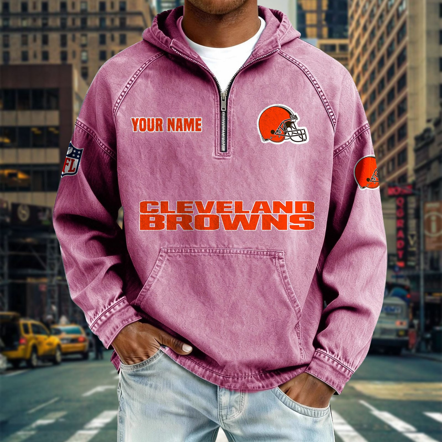 CLE x NFL Denim Long - Sleeved Hooded Sweatshirt DDT NTL