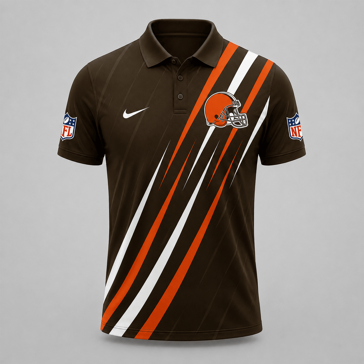 CLE x NFL Premium Athletic Stripe Polo Shirt