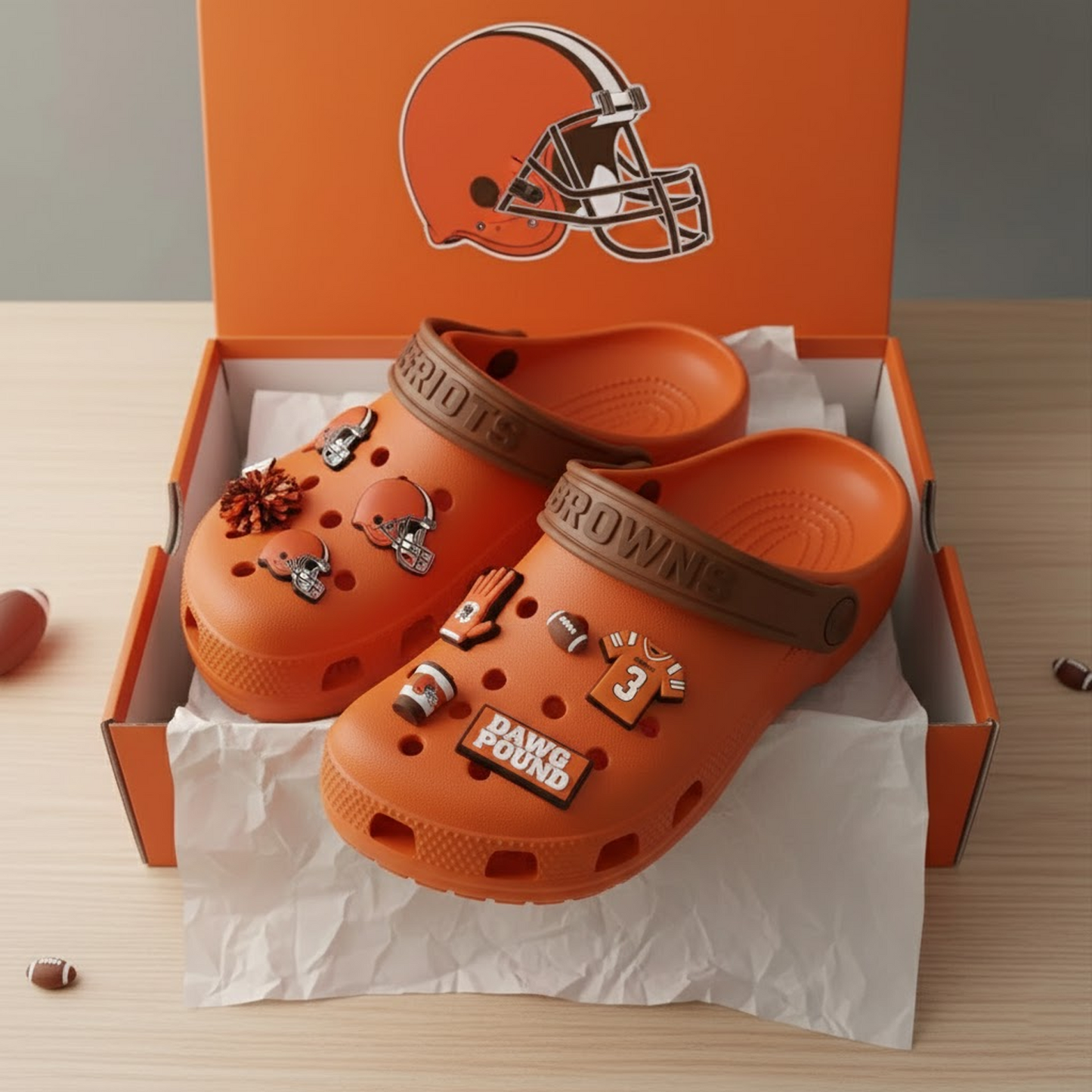 CLE x NFL Premium Crocs Clogs Shoes DATND TANTD