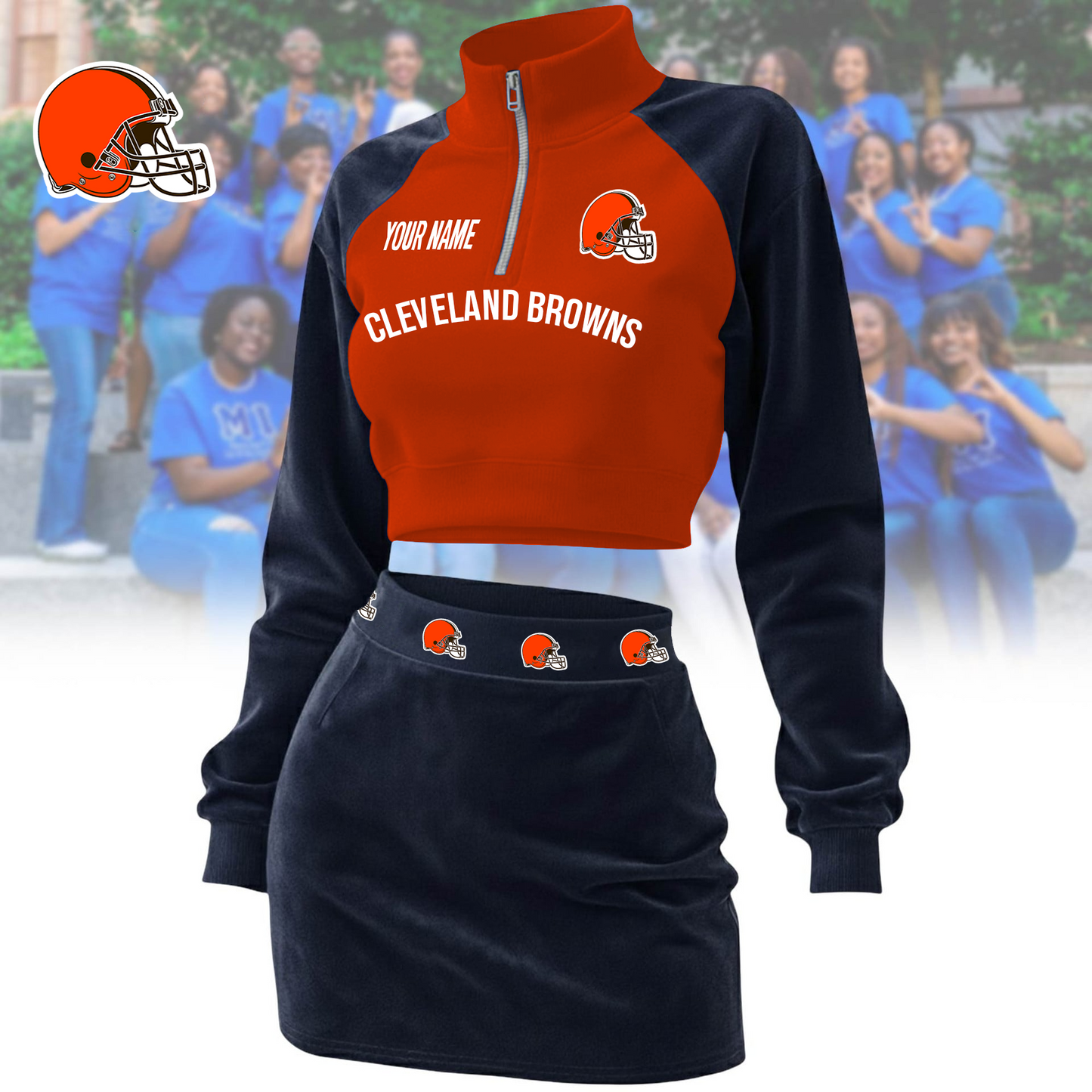 CLE x NFL Premium Long Zip Polo Shirt DDT CTND