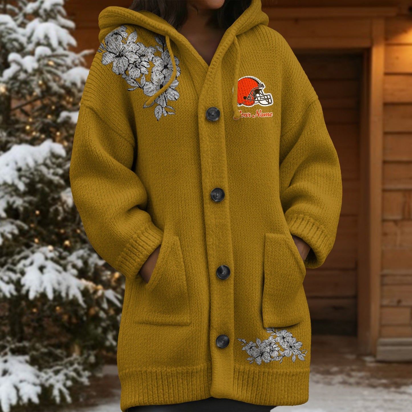 CLE x NFL Women's Casual Knitted Hooded Cardigan DATND TANTD 211125