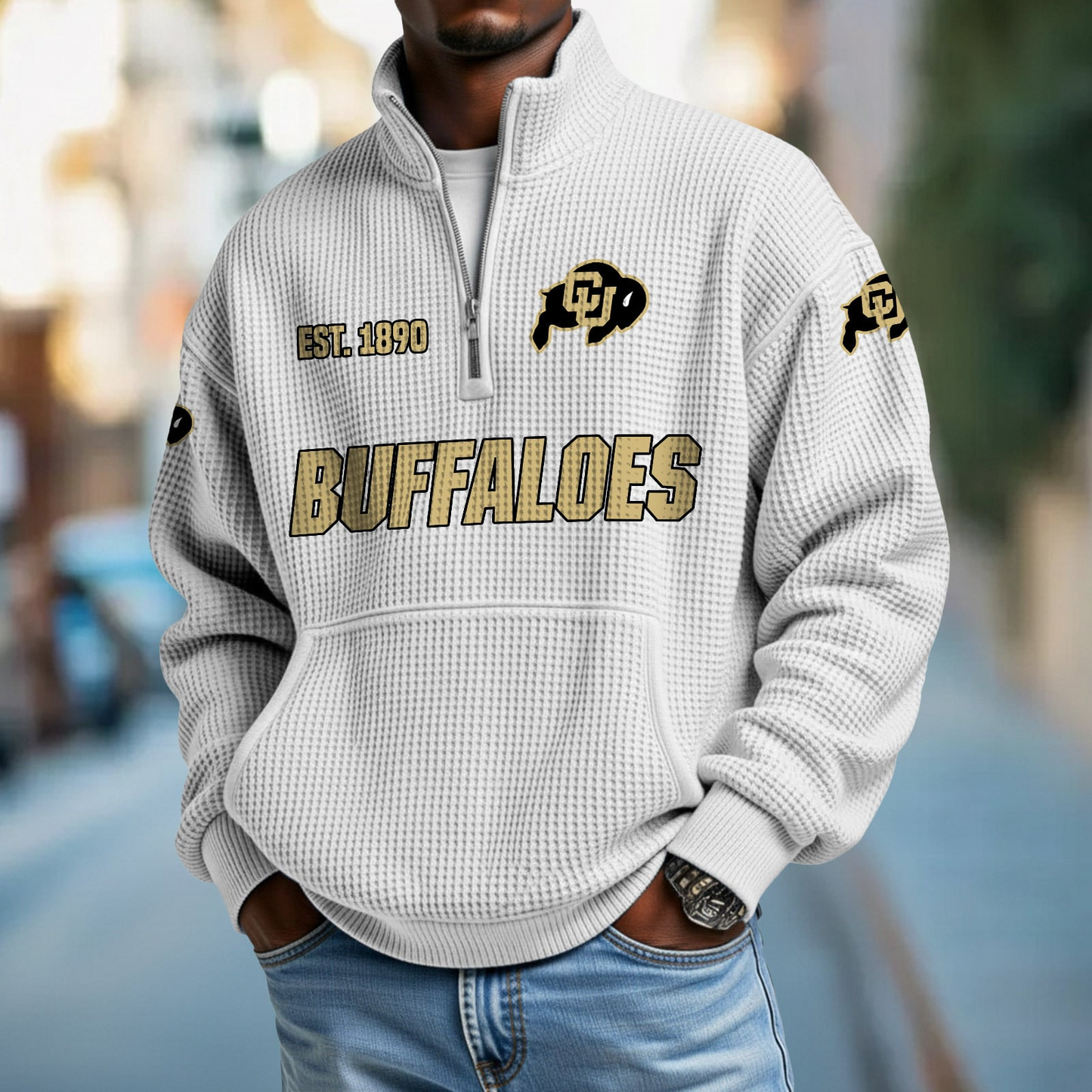 COLO x College Football - Waffle Stand Collar Half Zip Sweatshirt DatND DVT