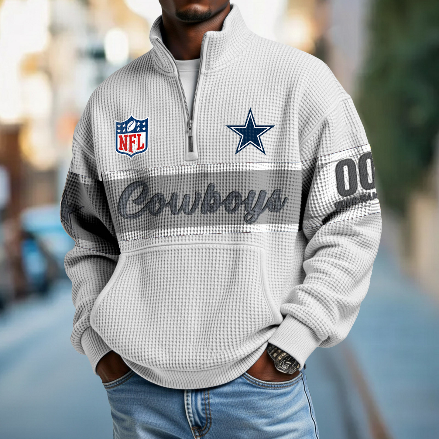 DAL x NFL Quarter-Zip Waffle Pullover DATND TANTD