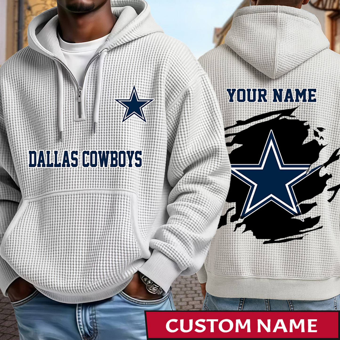 DAL x NFL Waffle Half Zip Hoodie DATND TANTD