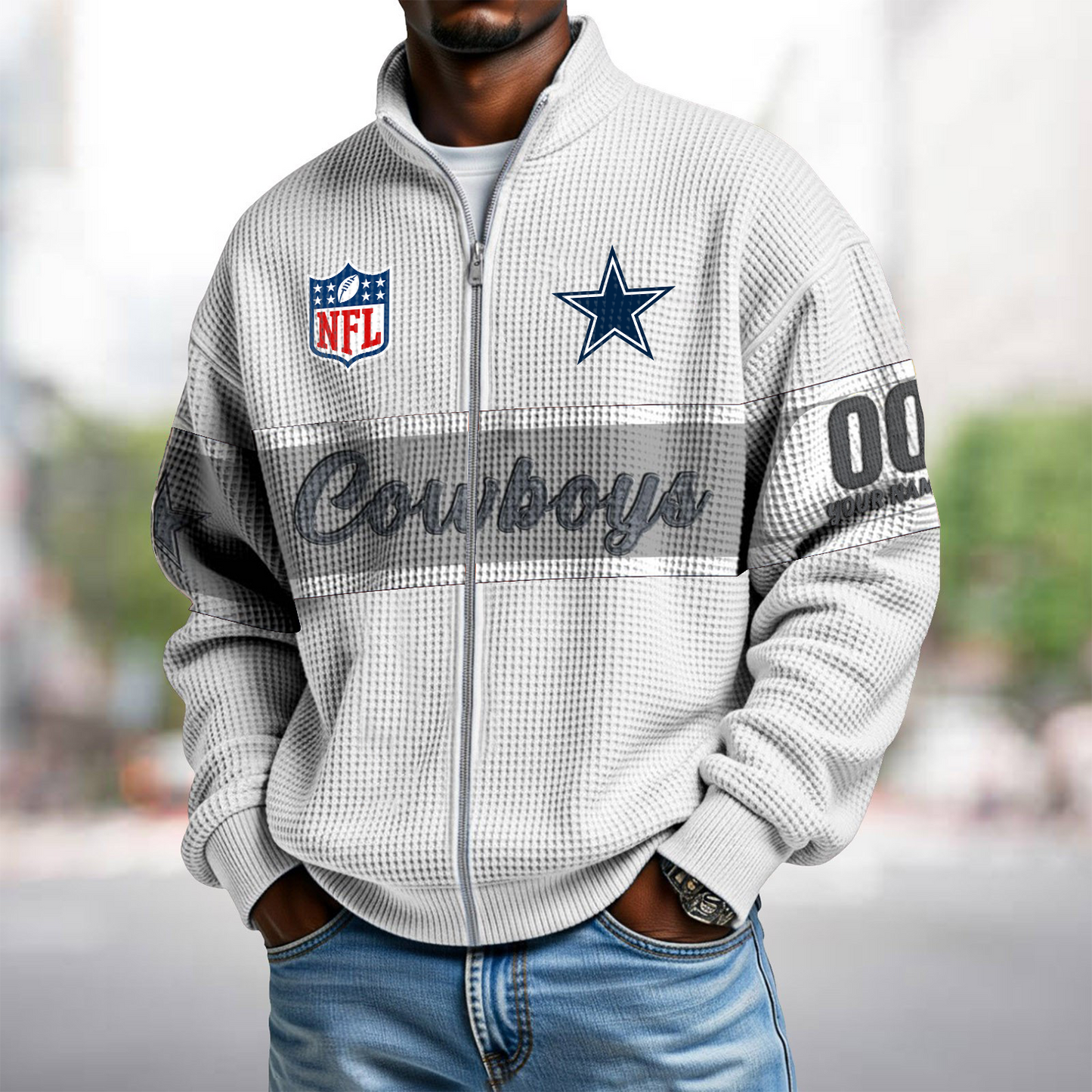 DAL x NFL Waffle Zip-Up Sweatshirt DATND TANTD