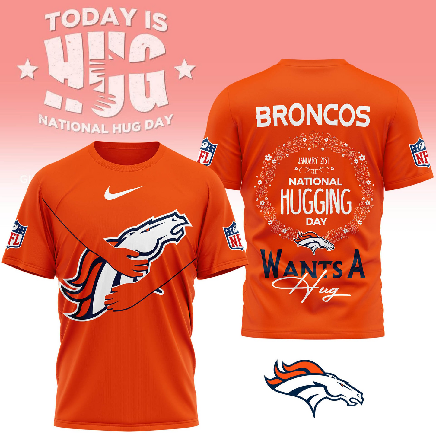 DB Premium NFL National Hugging Day 3D Shirt DDT NTL
