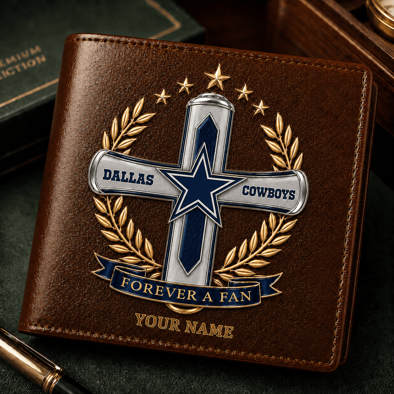 DC x NFL Cross Men Leather Wallet Custom Any Name Gifts 220626