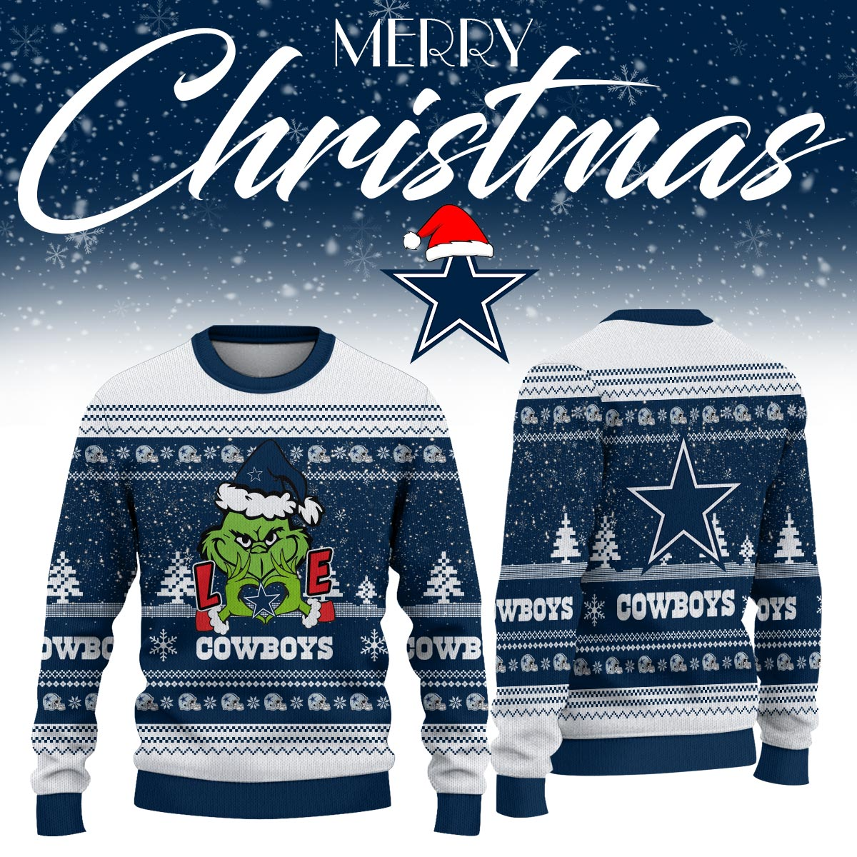 DC x NFL Love Football Ugly Christmas Sweater DDT NTL