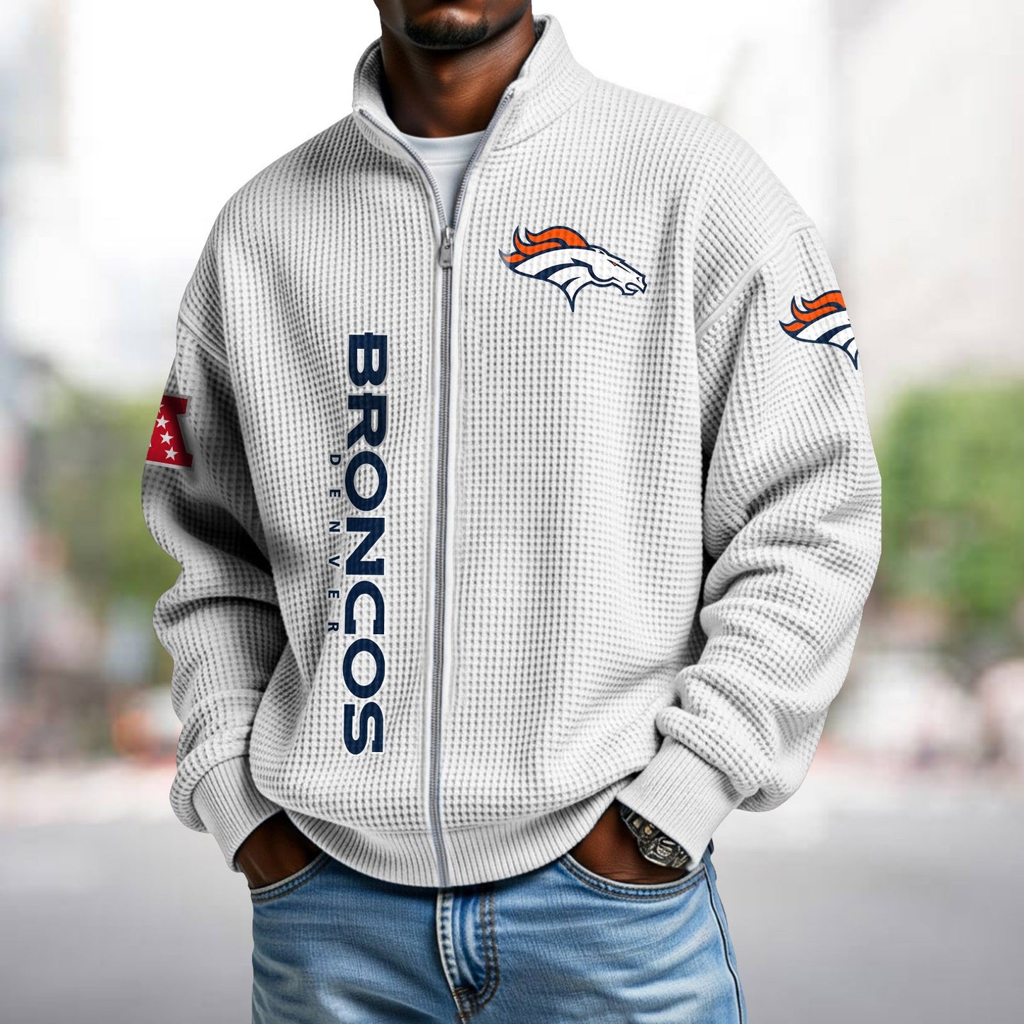 DEN x NFL Waffle Zip-Up Sweatshirt DATND TANTD