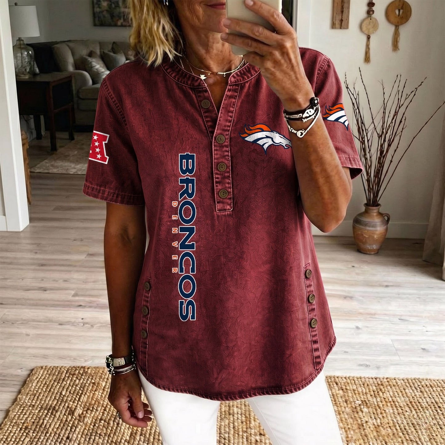 DEN x NFL Womenƒ??s Denim Casual Tops DATND LBN 190526