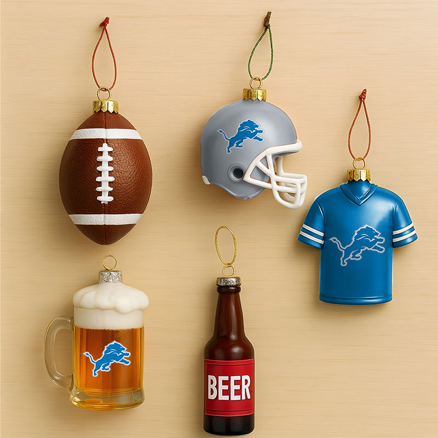 DET x NFL Football Combo Set 5 Acrylic Ornament For Home Decor DatND DVT