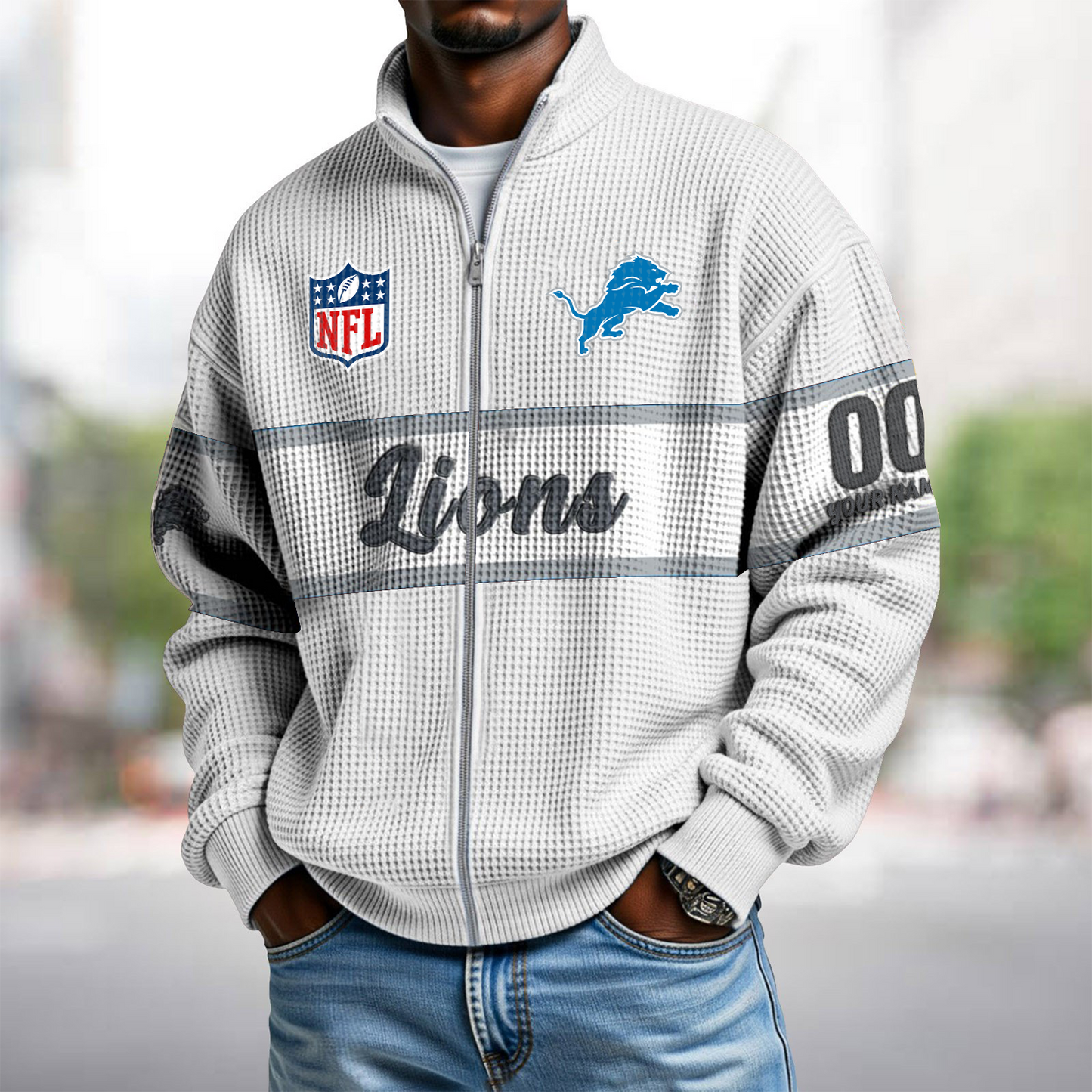DET x NFL Waffle Zip-Up Sweatshirt DATND TANTD