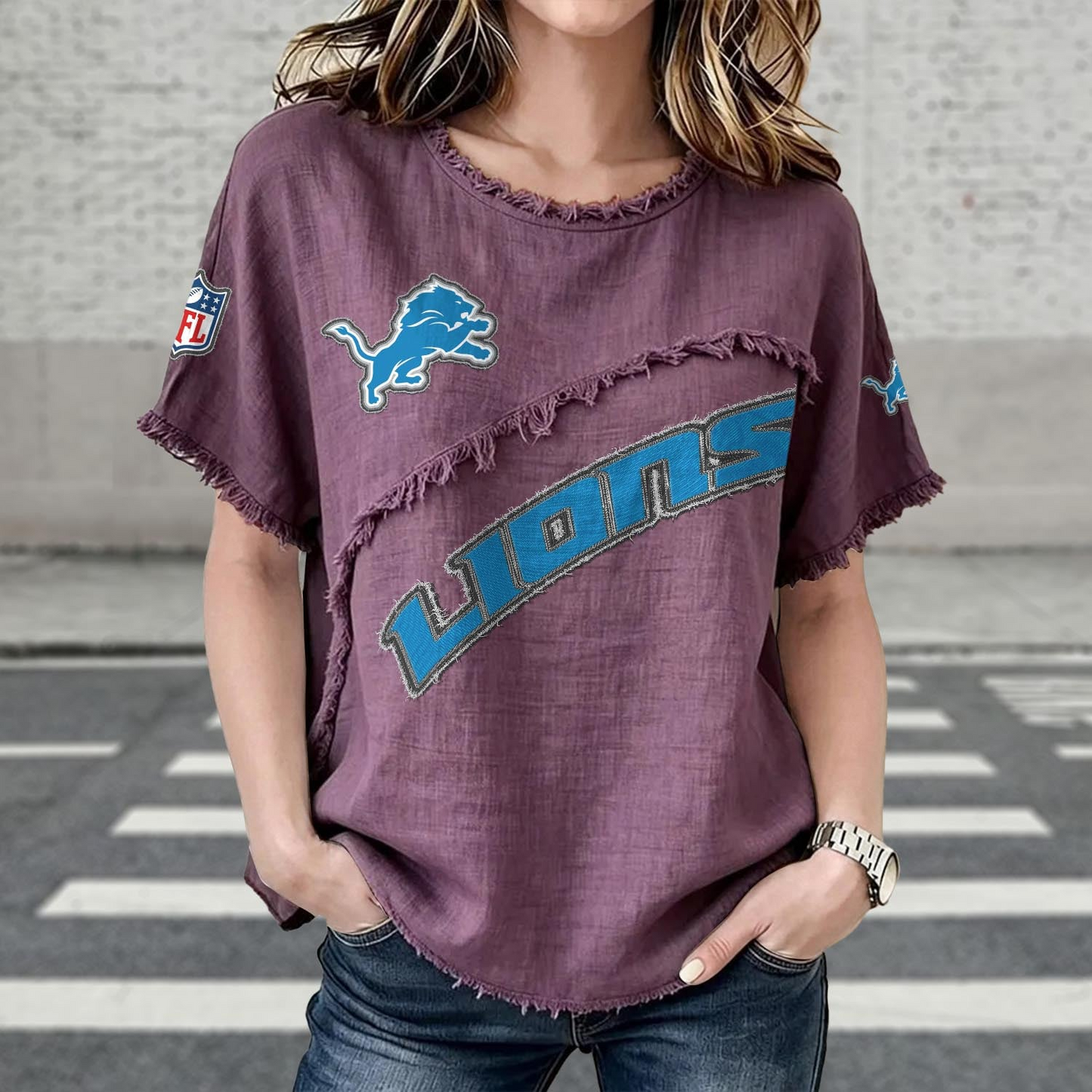 DET x NFL Womenƒ??s Vintage O-Neck 2905 DatND DVT