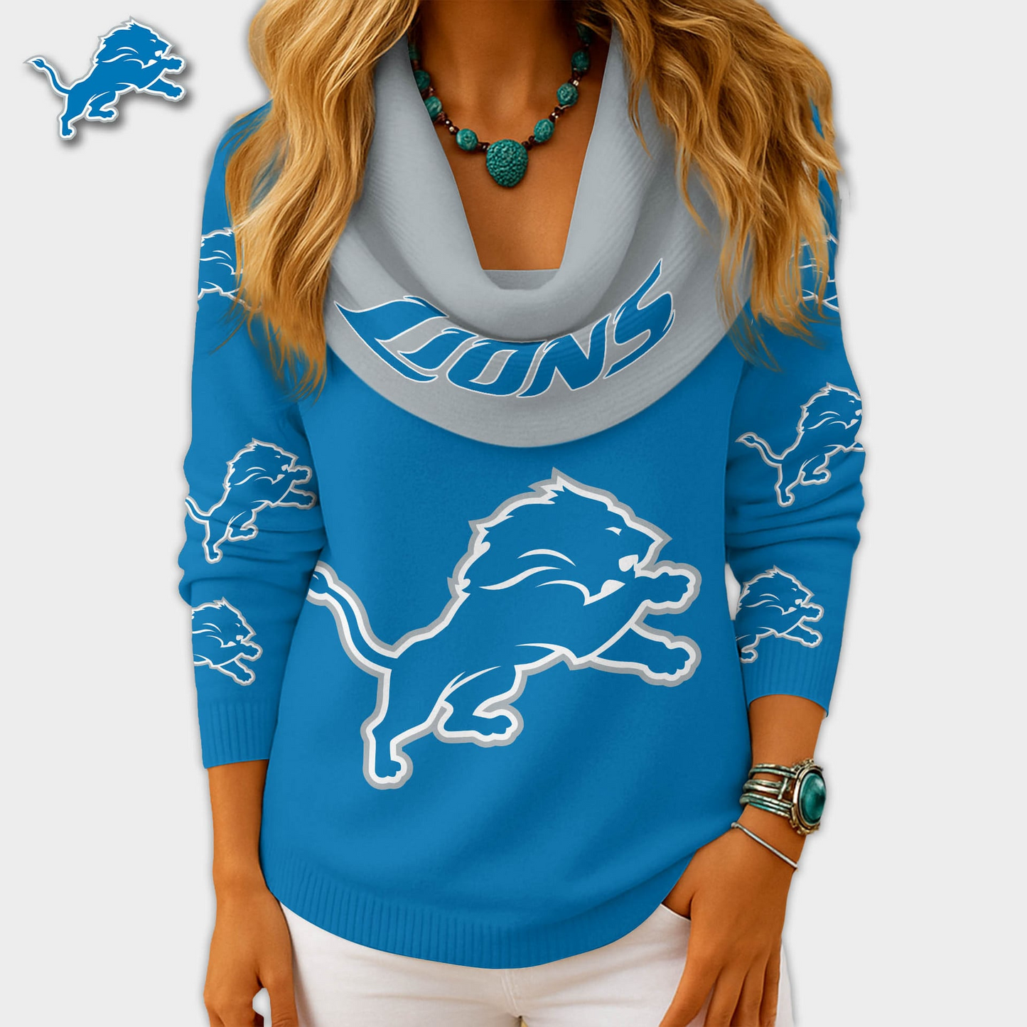 DL Premium NFL Fan Cowl Neck Sweater 3D Shirt DDT NTL