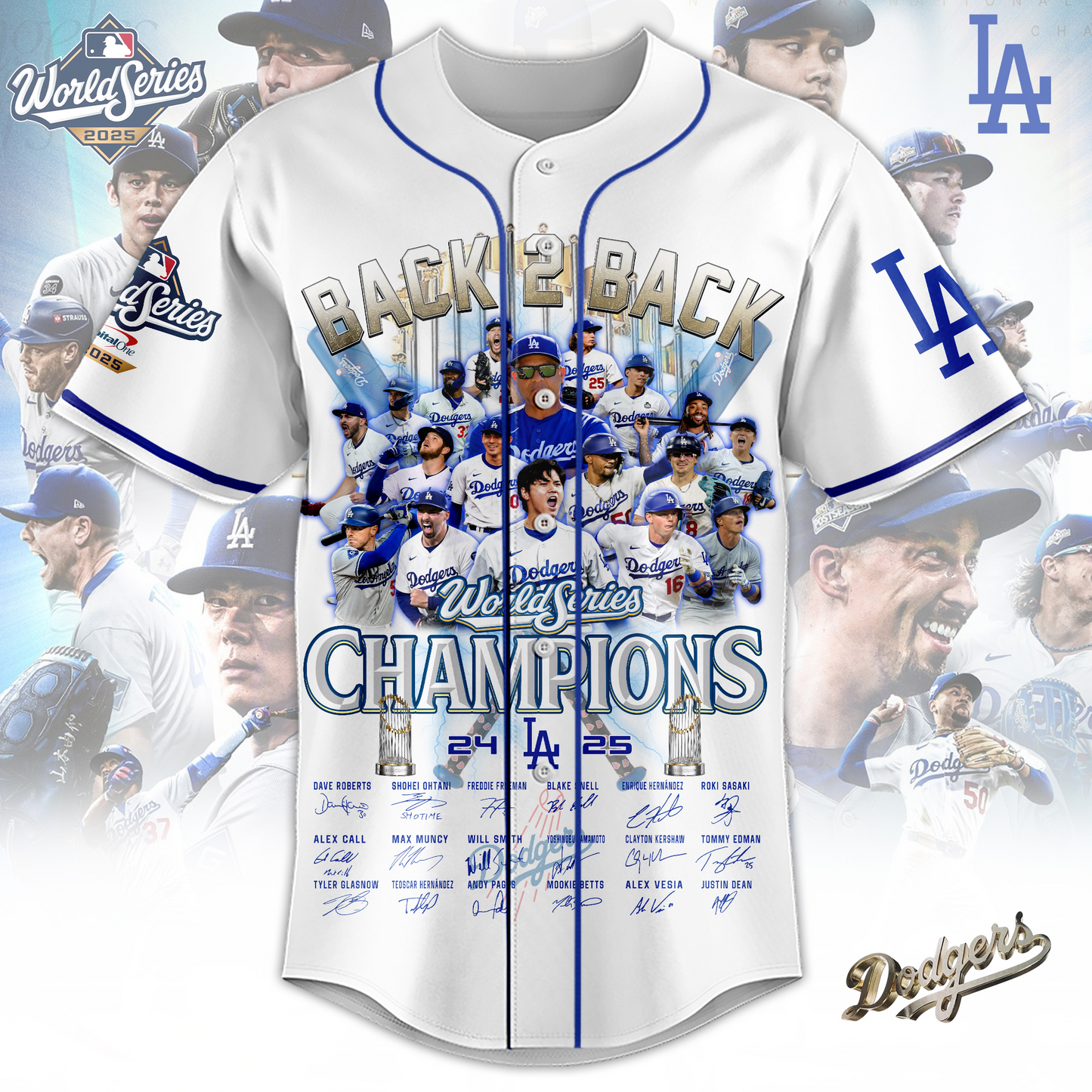 Dodgers 2025 World Series Champions Baseball Jersey DatND DVT