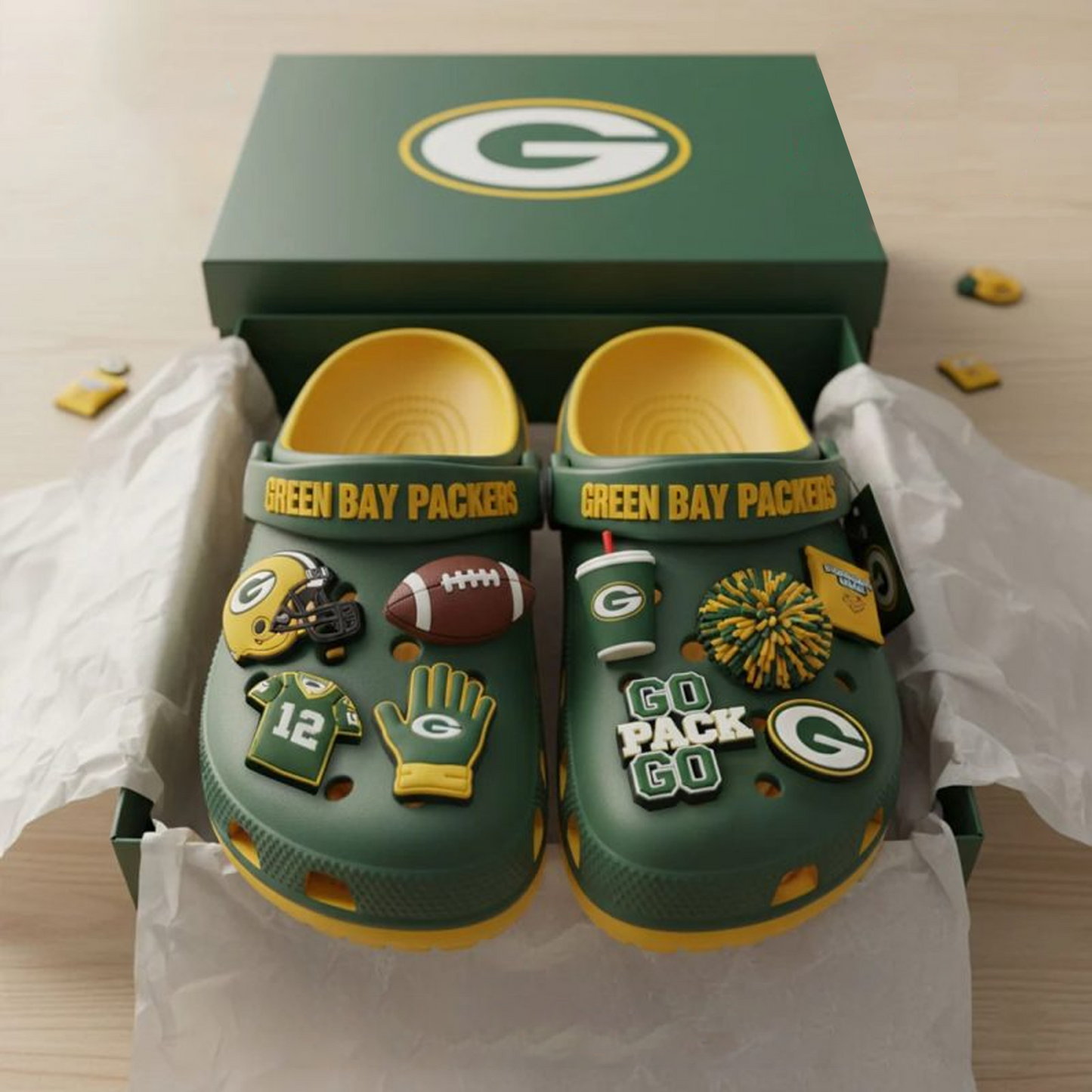 GB x NFL Premium Crocs Clogs Shoes DATND TANTD