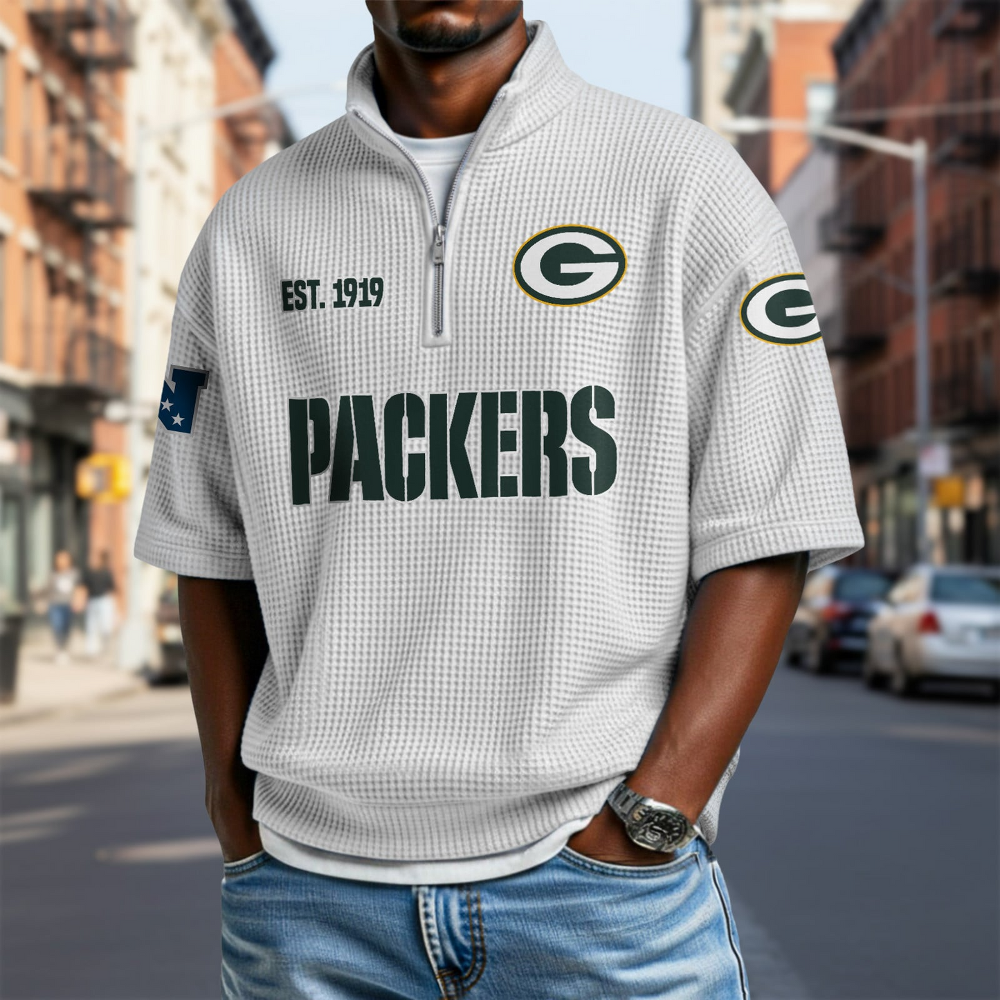 GB x NFL Waffle Short Sleeve Polo Shirt DatND DVT