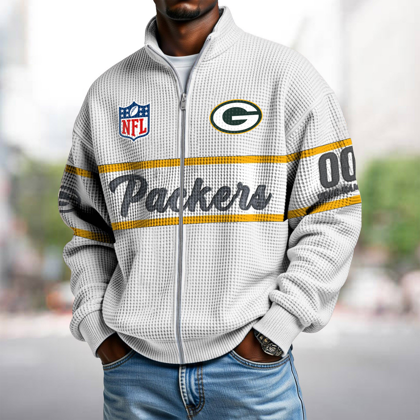 GB x NFL Waffle Zip-Up Sweatshirt DATND TANTD