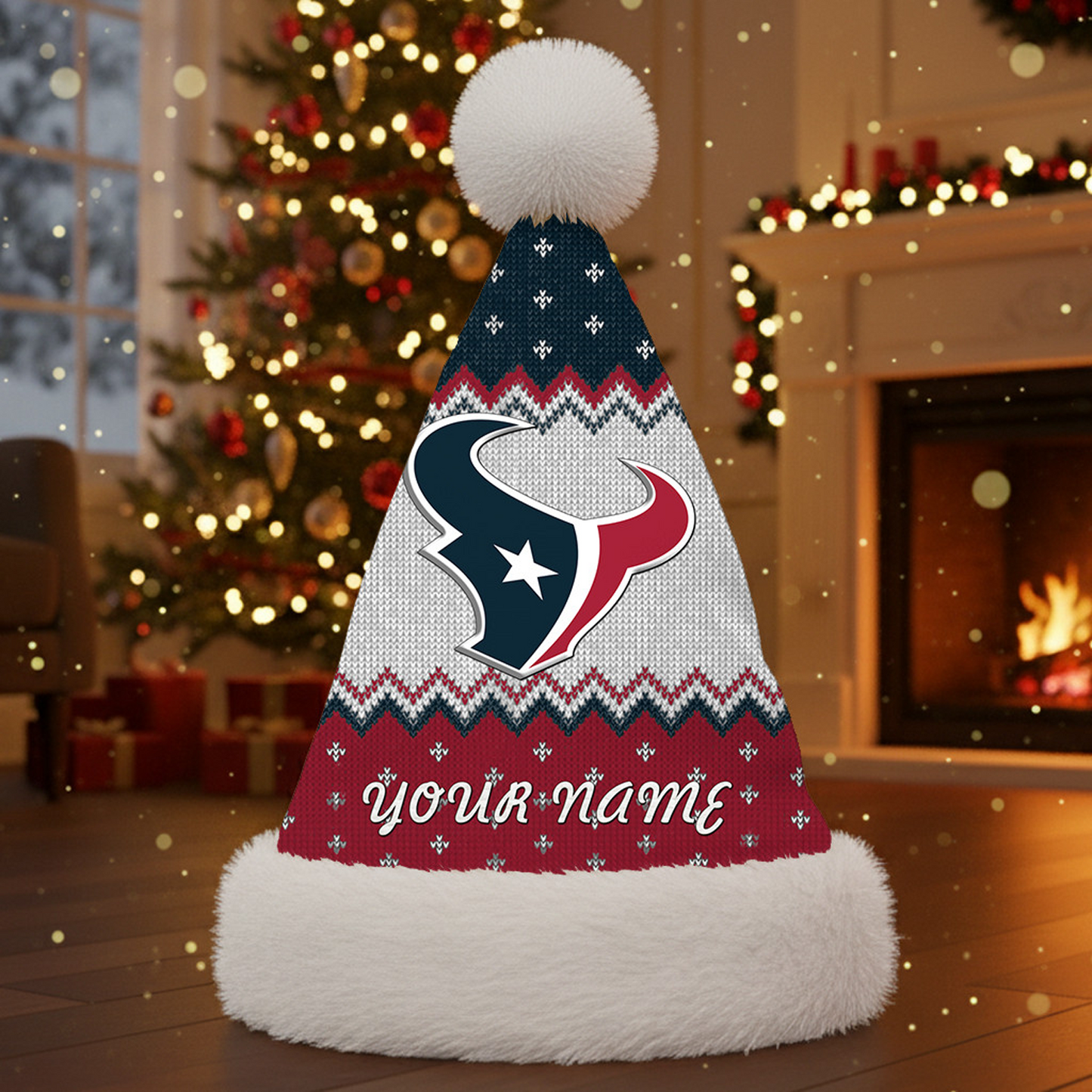 HOU x NFL Personalized Santa Hat Christmas DATND TANTD