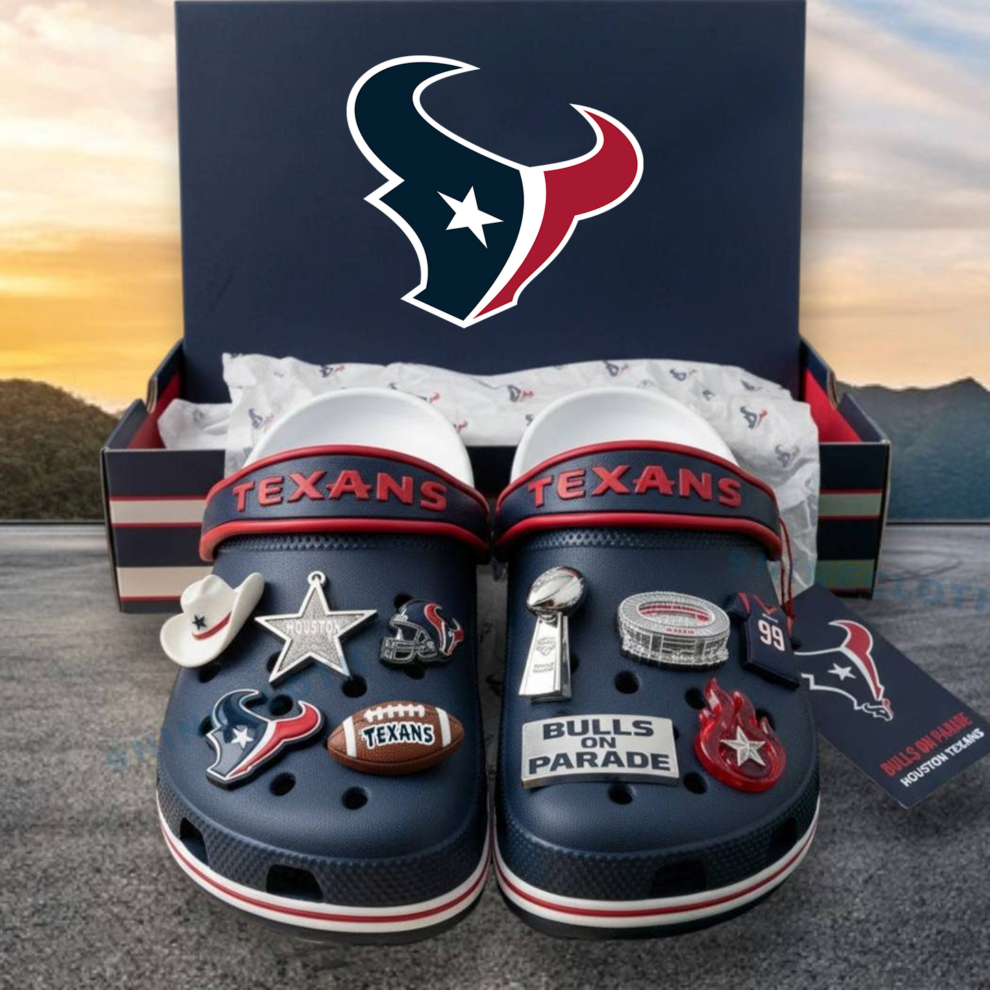 HOU x NFL Premium Crocs Clogs Shoes DATND TANTD